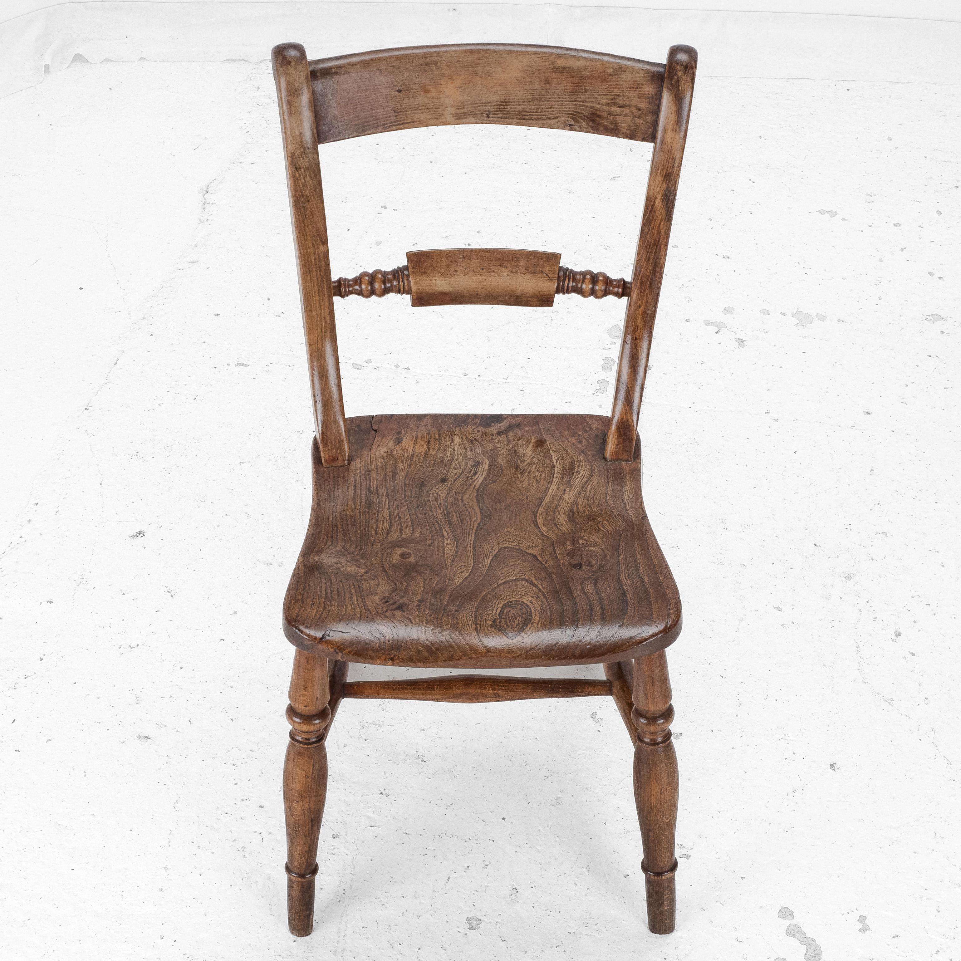 C.19th Set of 6 Elm Ash Beech Windsor Farmhouse Kitchen Dining Chairs and Carver For Sale 9