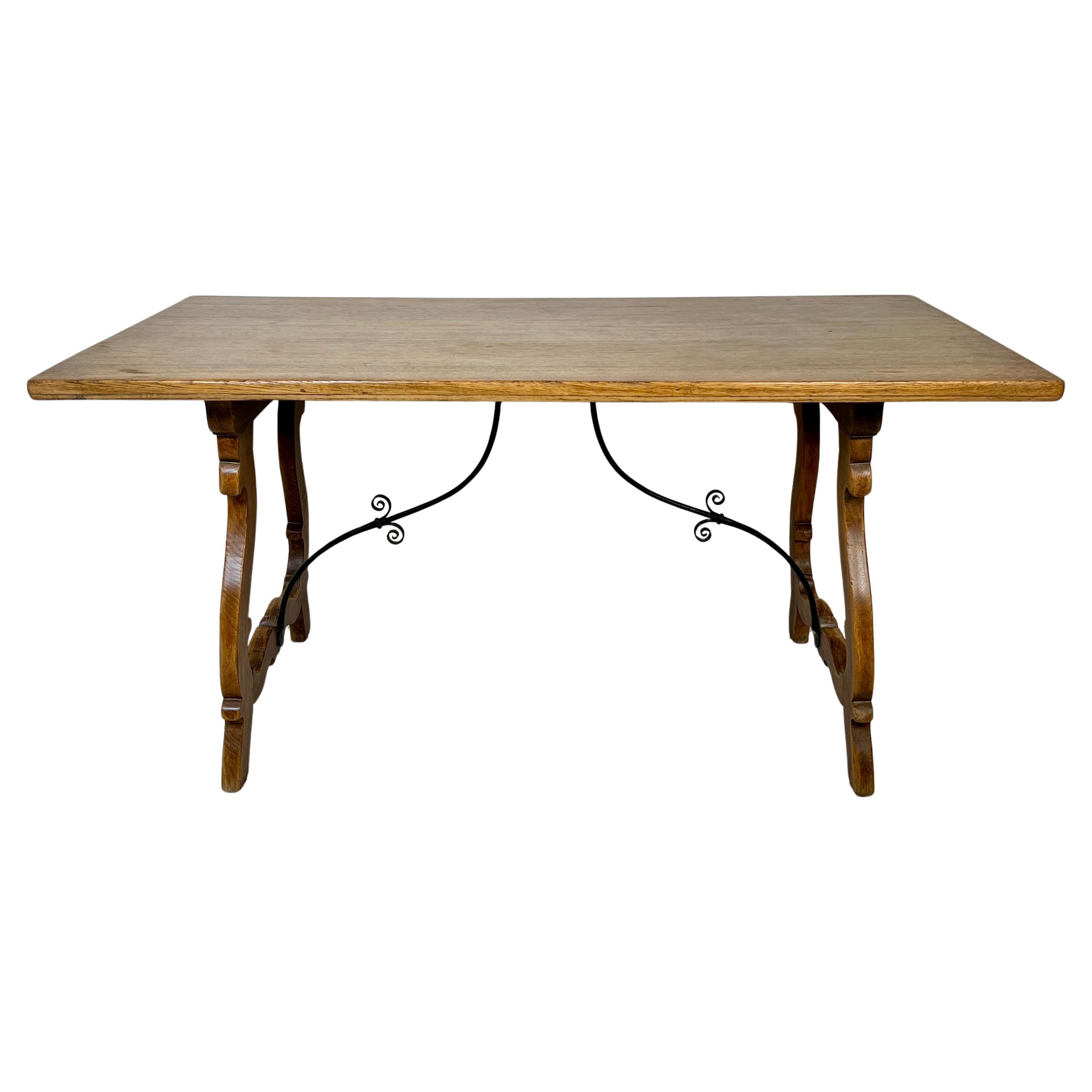 C19th Spanisch Eiche 
Schmiedeeisen Tisch - Küche, Essen, oder Zentrum Tisch im Angebot