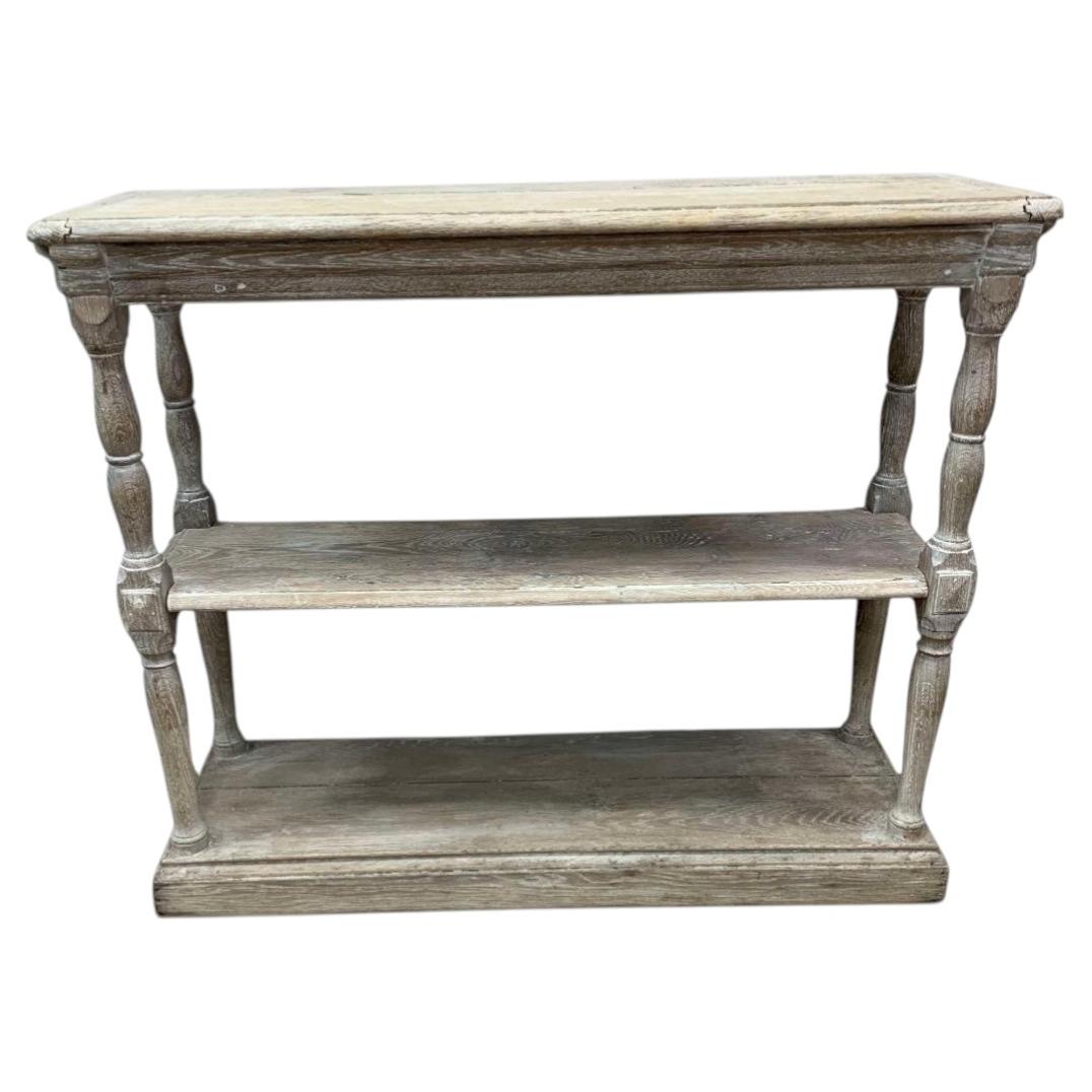 C19th tiered bleached oak book shelves For Sale
