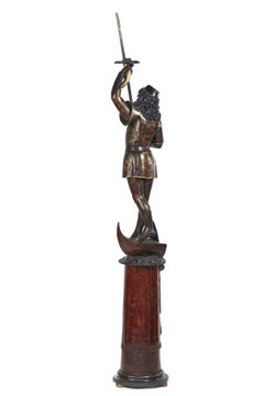 C 19th Venetian Carved Gondolier Figure Candlestand