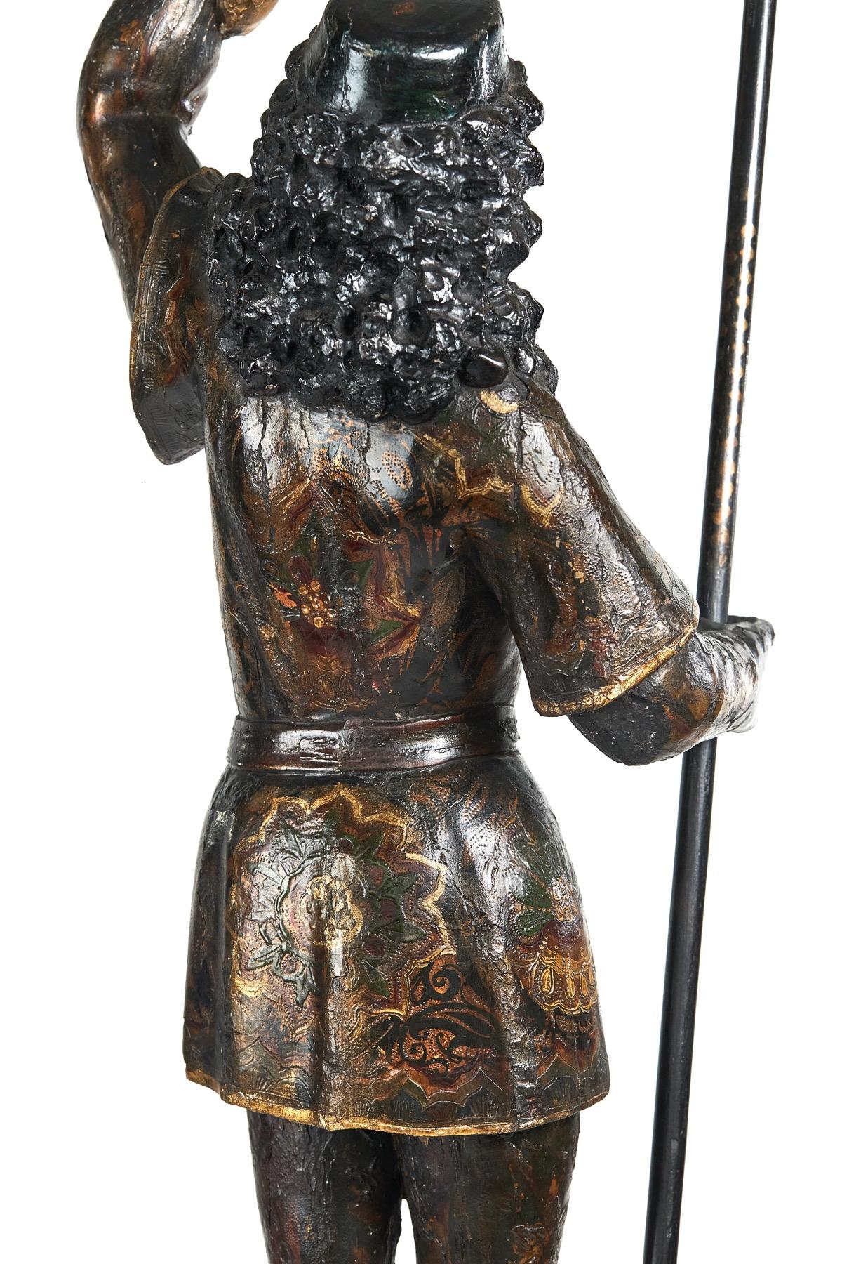 C 19th Venetian Carved Gondolier Figure Candlestand For Sale 1