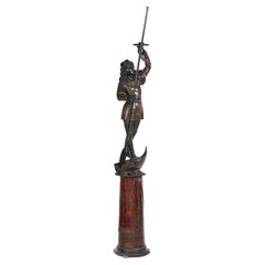 C 19th Venetian Carved Gondolier Figure Candlestand