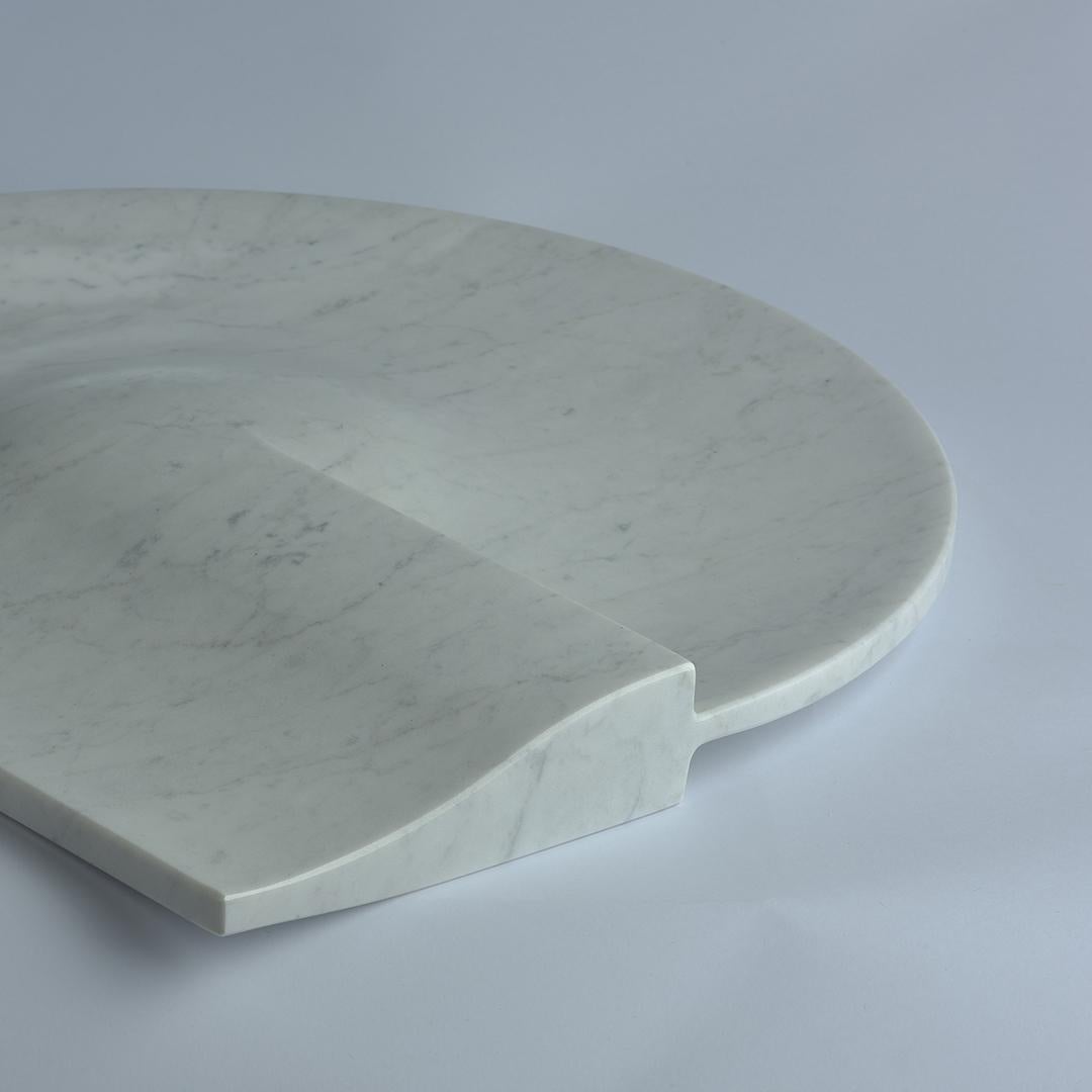 Italian C2, Fruitbowl, White Carrara Marble For Sale