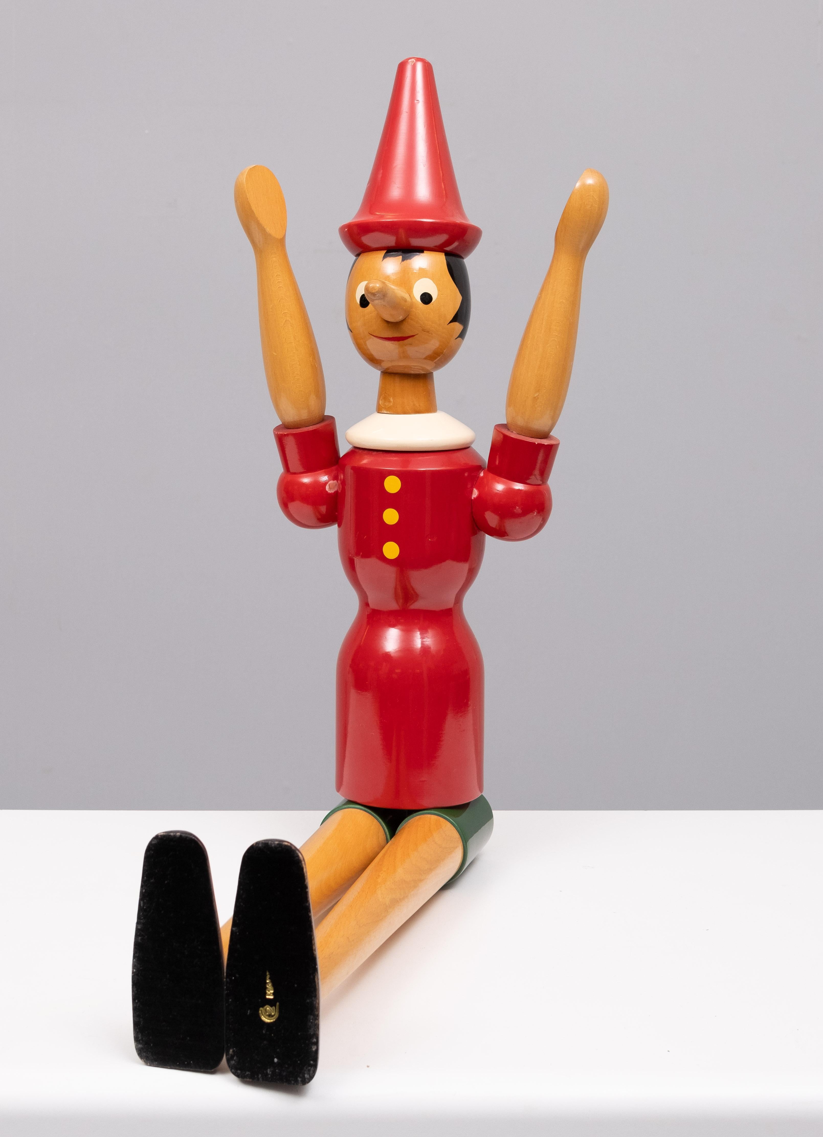 C2  Rainoldi plus de 37 pouces  Pinocchio en bois de Beeche  1980 Italie  en vente 5