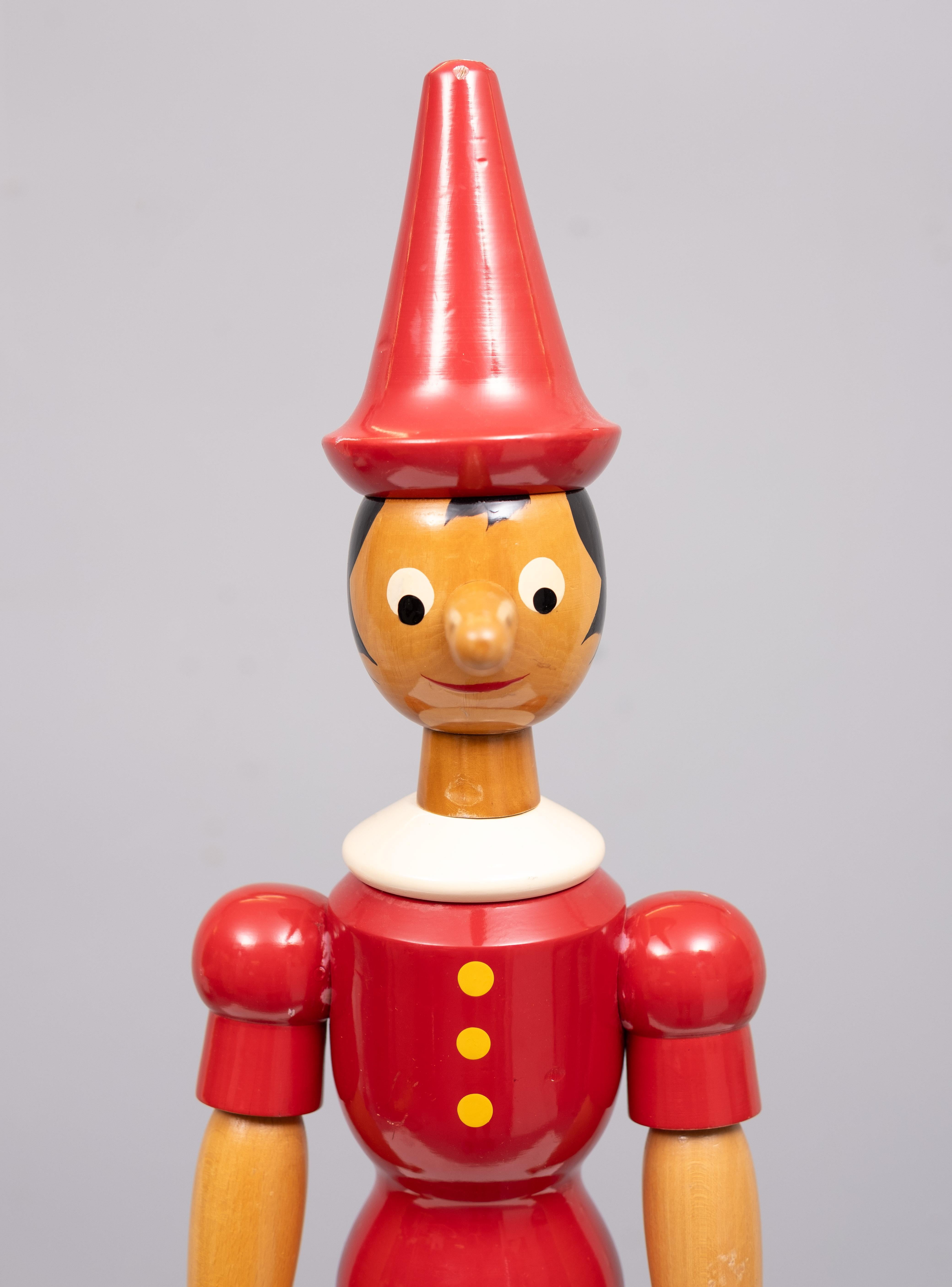 Mid-Century Modern C2  Rainoldi plus de 37 pouces  Pinocchio en bois de Beeche  1980 Italie  en vente