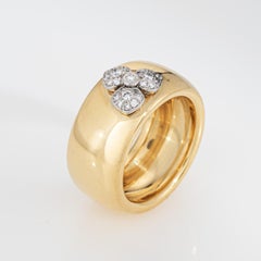 c2000 Vintage Tiffany & Co Ring France 5.5 Diamond Flower Band 18k Ring Platinum