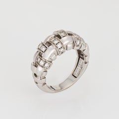 c2002 Tiffany & Co Vannerie Diamond Ring Sz 5.5 Band 18k White Gold Signed
