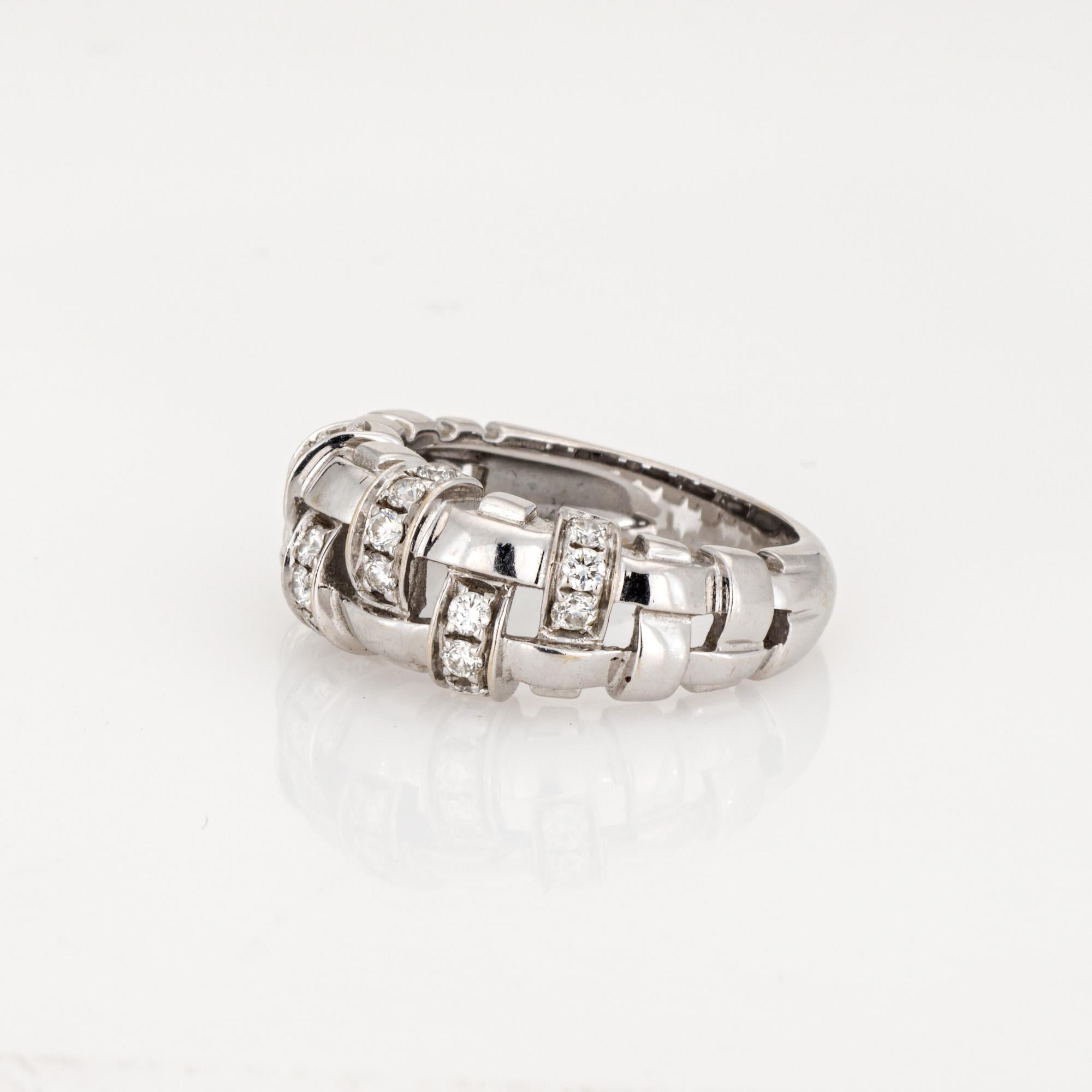 Round Cut c2002 Tiffany & Co Vannerie Diamond Ring Sz 5.5 Band 18k White Gold Signed For Sale