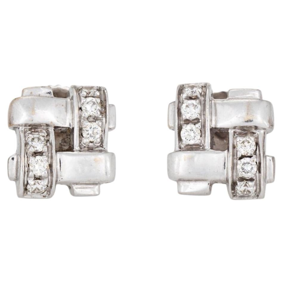 c2002 Tiffany & Co Vannerie Diamond Stud Earrings 18k White Golded Jewelry signiert im Angebot
