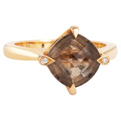 c2008 Cartier Inde Mysterieuse Ring Smoky Quartz Diamond 18k Gold COA Signed