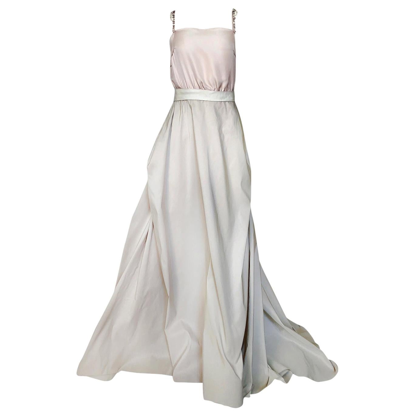 c.2012 Alber Elbaz for Lanvin Special Blanche Nude Blush Silk Wedding Gown