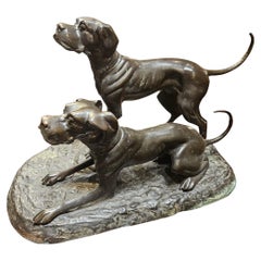 C20th Bronze Sculpture of a Pair of Dogs possibly by Jules Moigniez