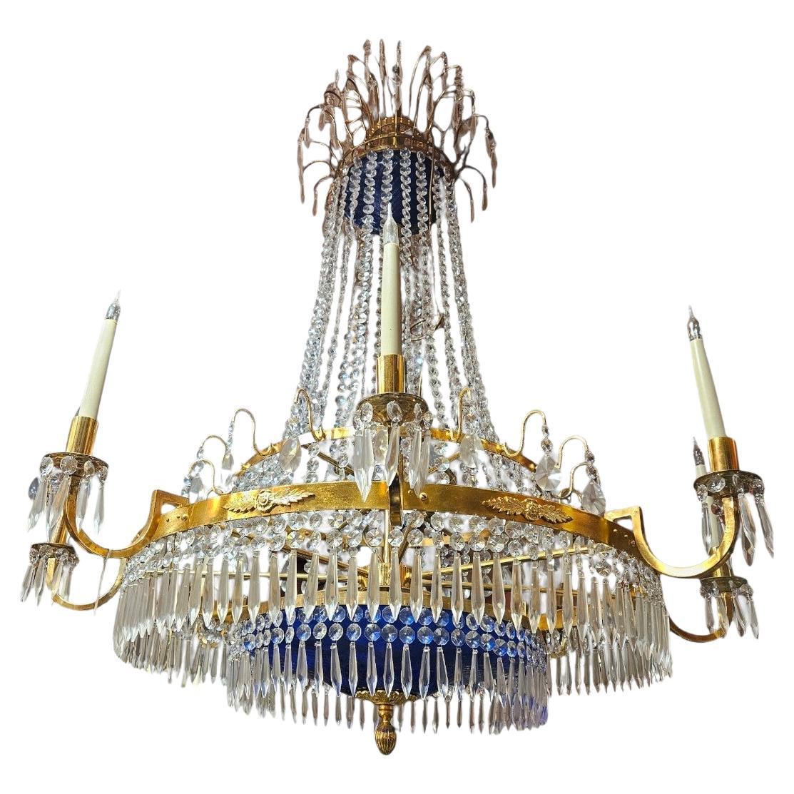 C20th Majestic Scandinavian Crystal Chandelier For Sale