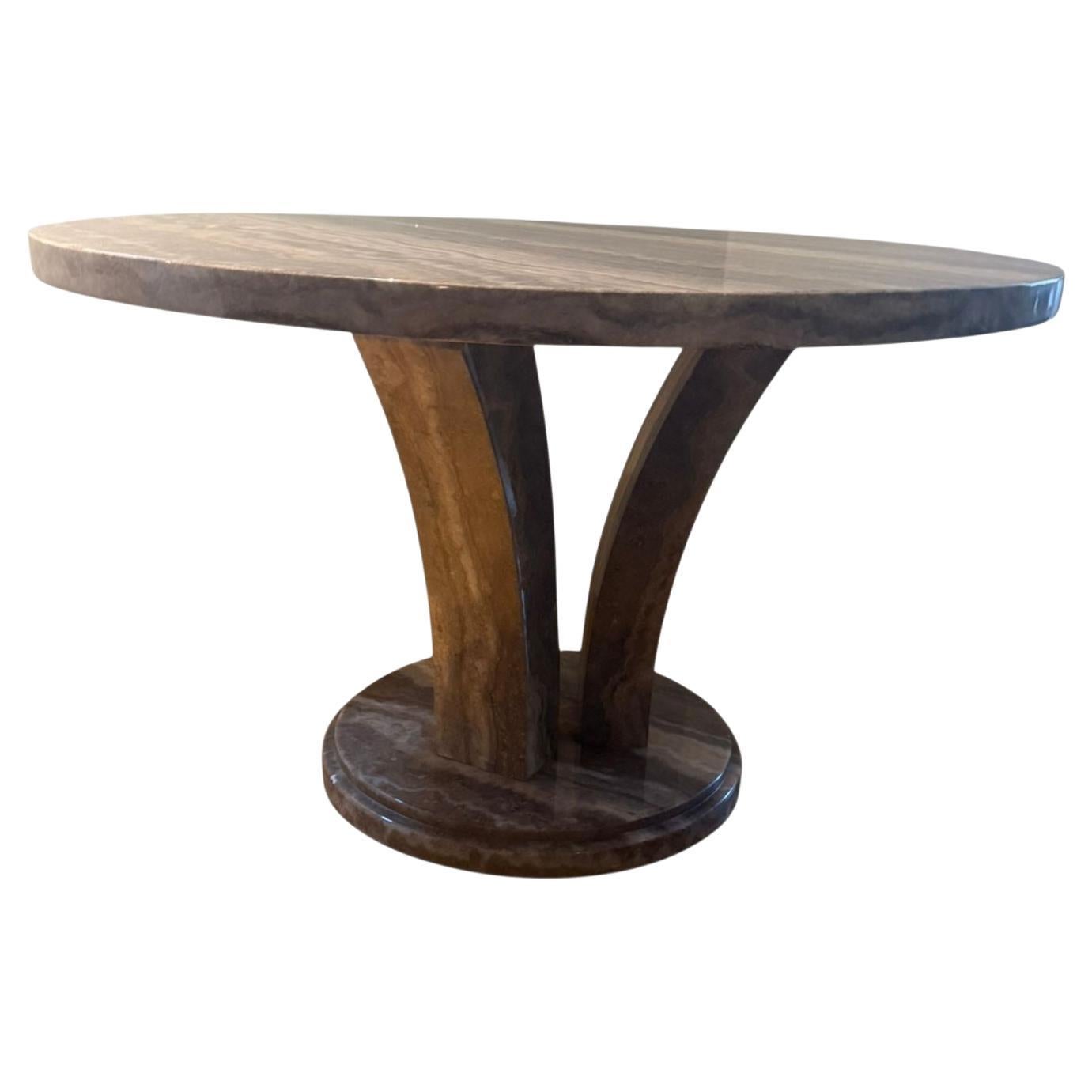 Beautiful Circular Marble Center table Dining Table
Lovely Grained Top
Darker Grain Travertine
Art Deco Style
Would enhance any Home and extremely Stylish
Weight Approx 90kg



