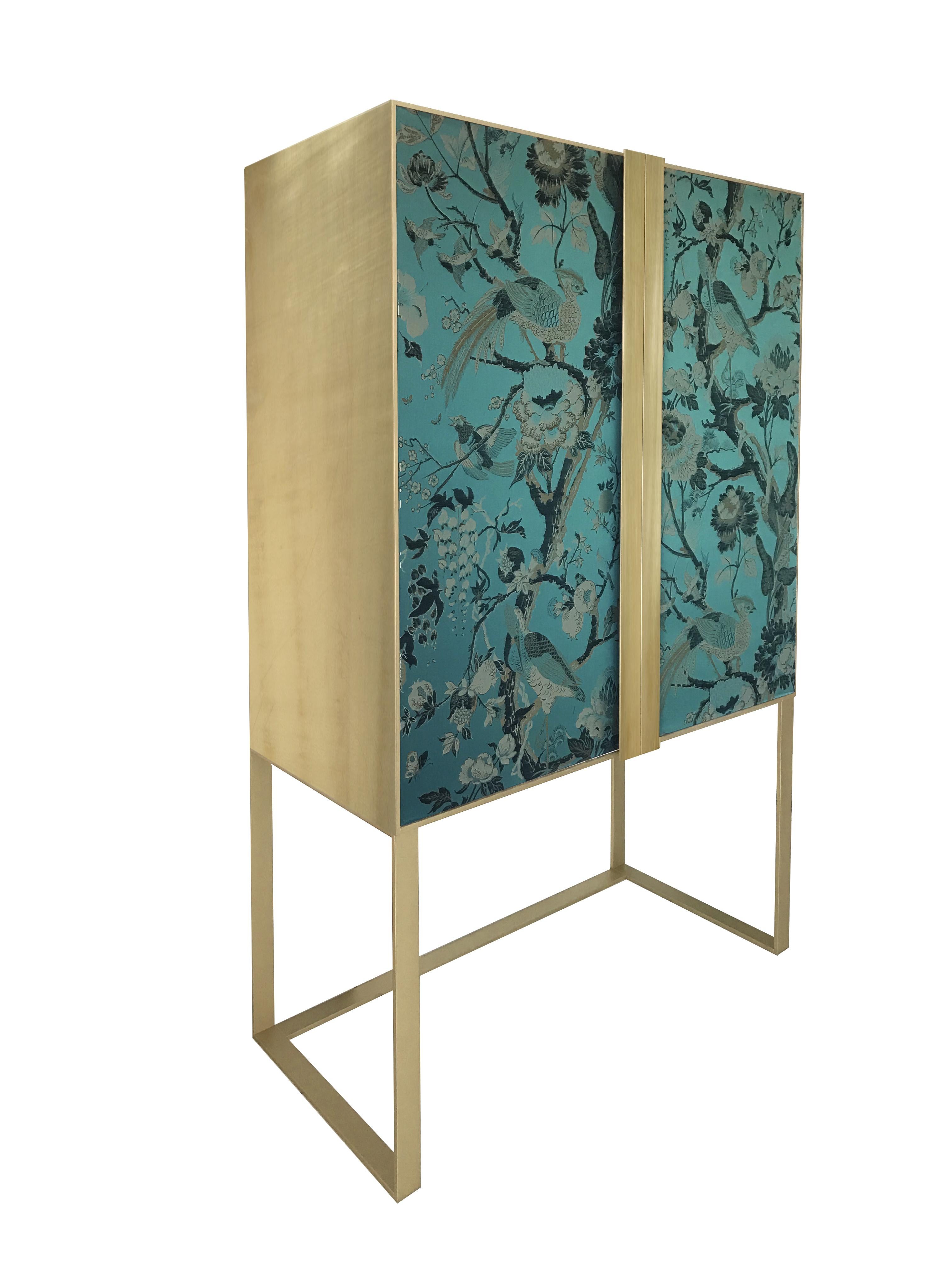 Art Deco C3 Cabinet its Timeless Allure is Given by the Brushed Brass Structure For Sale