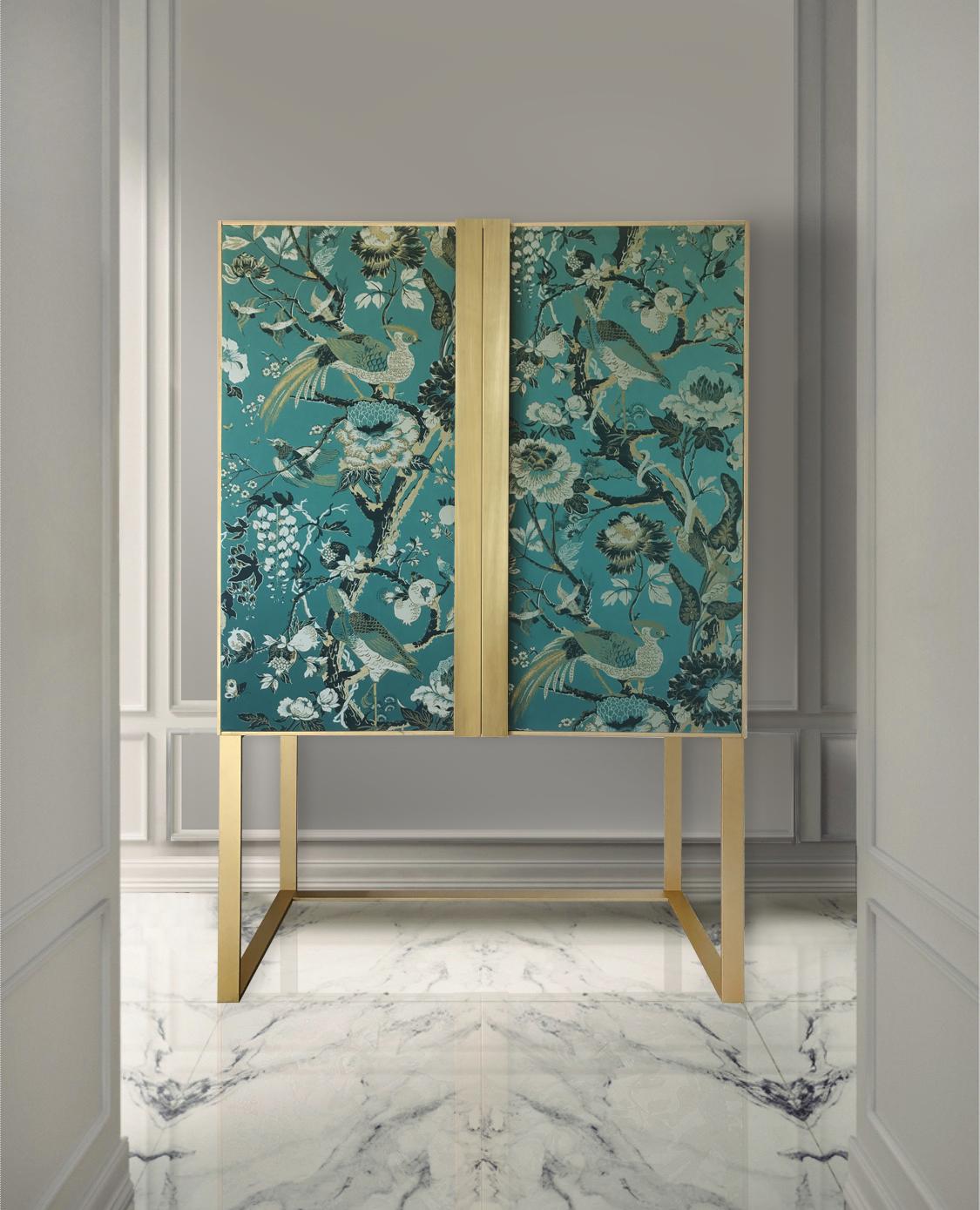 Italian C3 Cabinet its Timeless Allure is Given by the Brushed Brass Structure For Sale