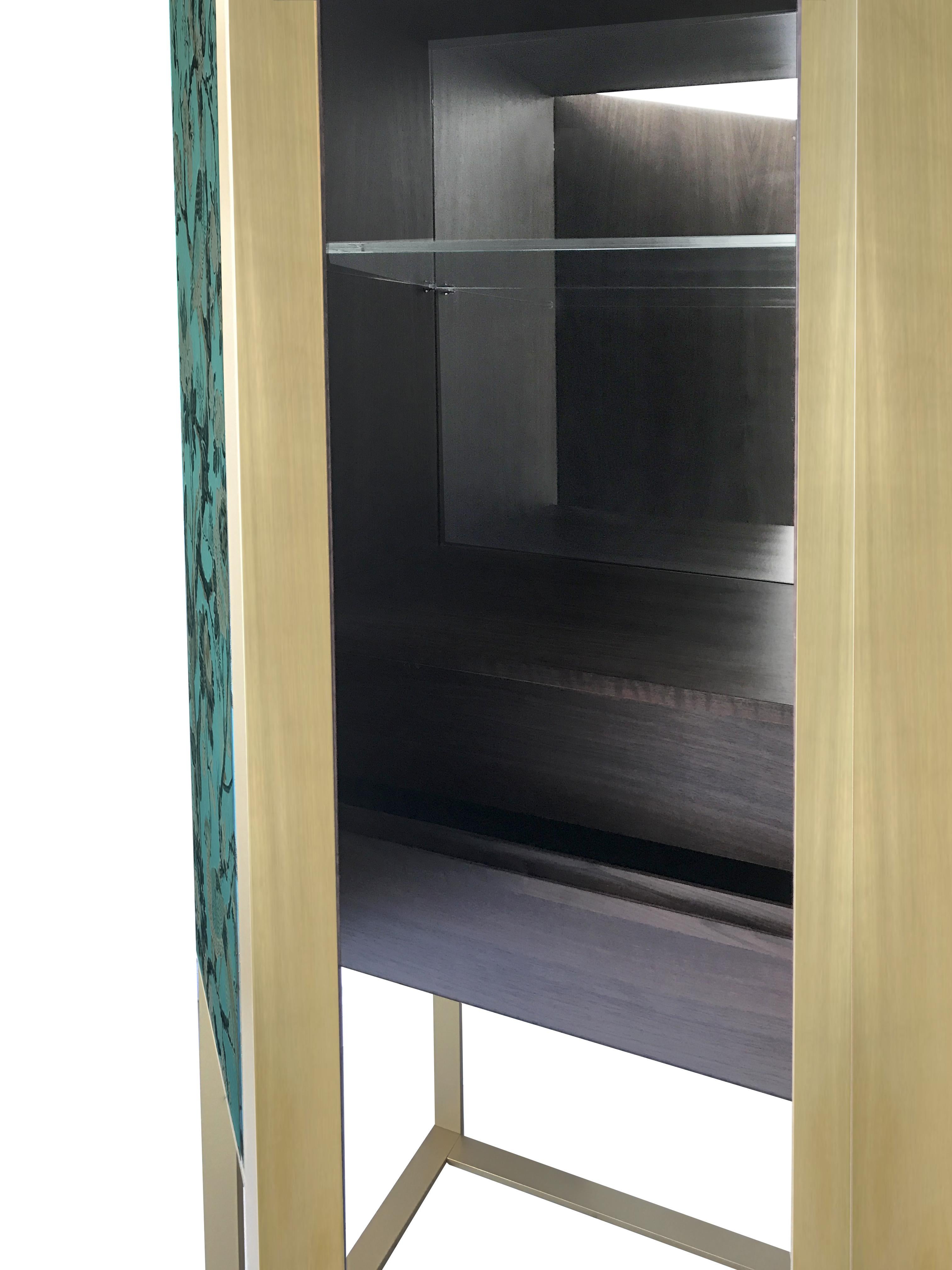 Polished C3 Cabinet its Timeless Allure is Given by the Brushed Brass Structure For Sale