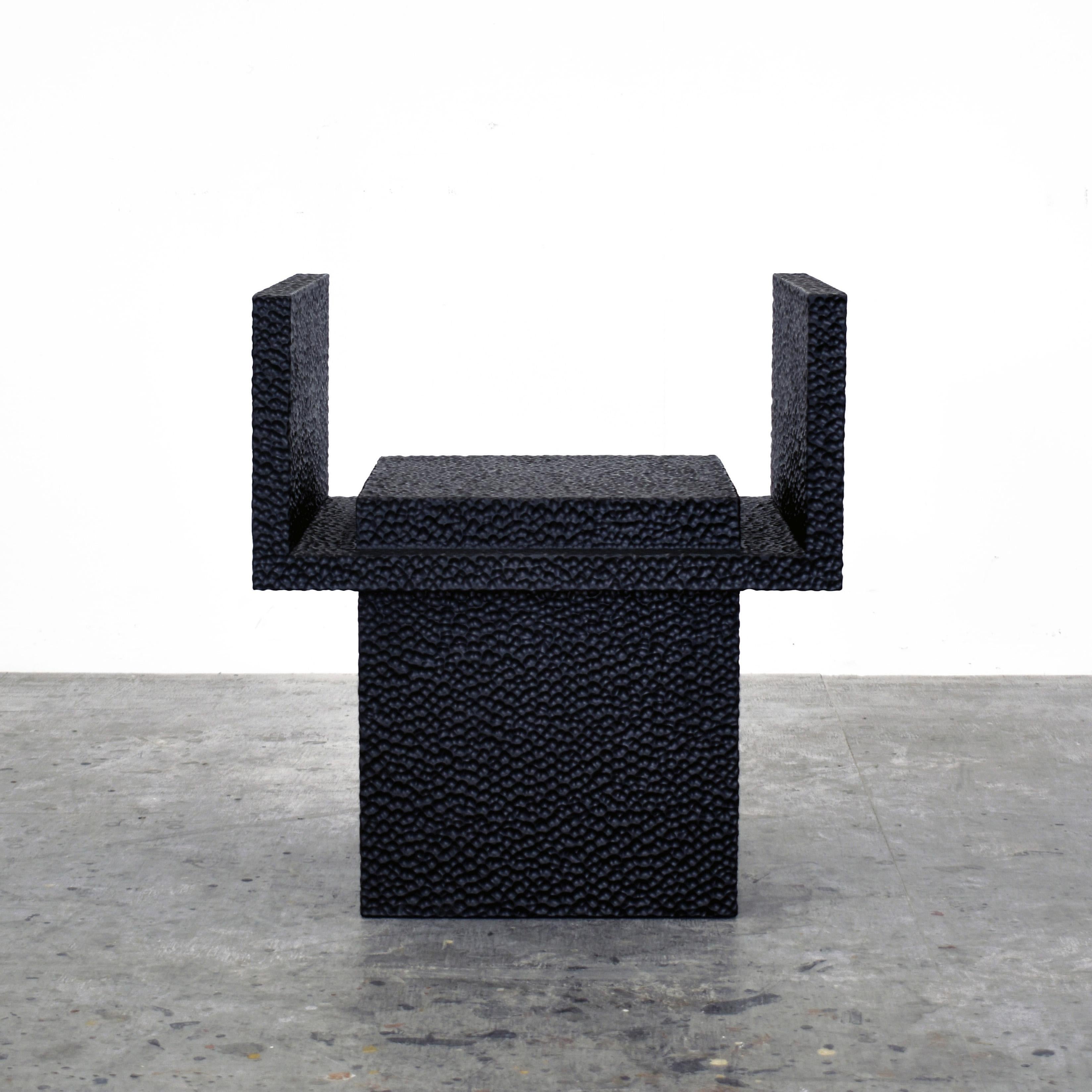 C4 chair by John Eric Byers
Dimensions: 63.5 x 58.5 x 45.7 cm
Materials: Carved blackened maple

All works are individually handmade to order.

John Eric Byers creates geometrically inspired pieces that are minimal, emotional, and modernly