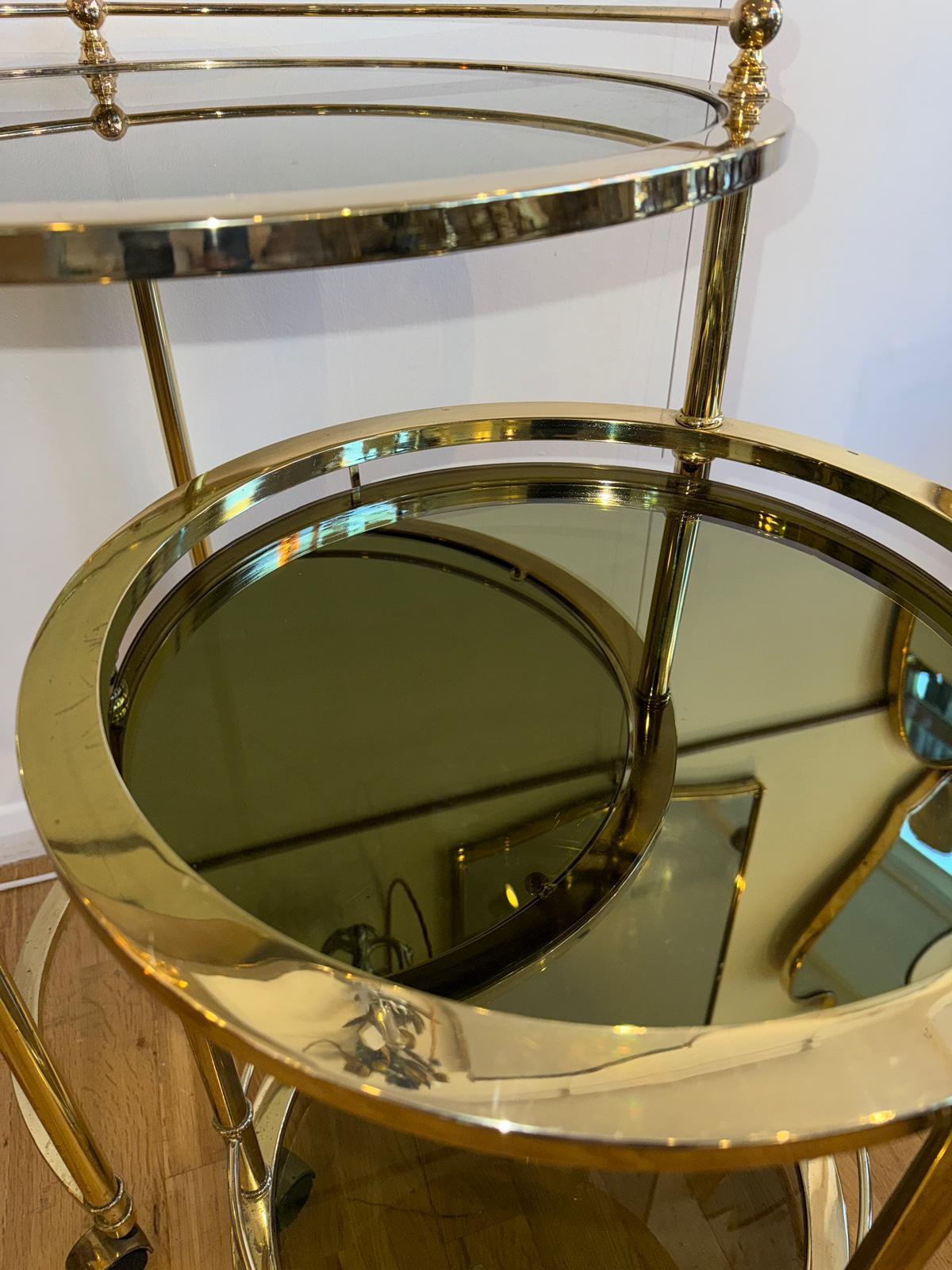 Metal C.70's Italian, Three Tiers Bra Cart In The Style Of The Milo Baughman For Sale