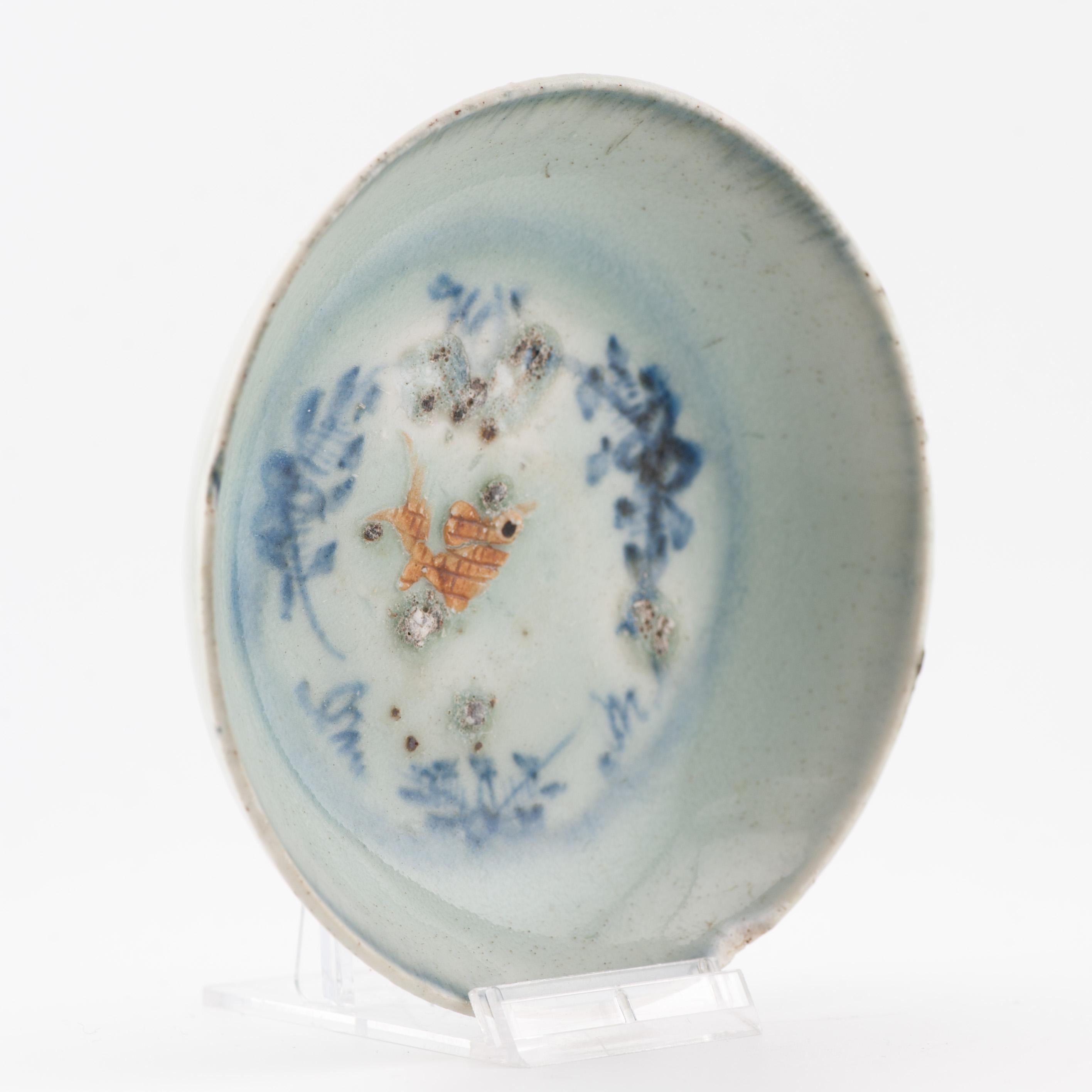 Ca 1500 Antique raised moulded Goldfish dishes Chinese Porcelain China For Sale 8