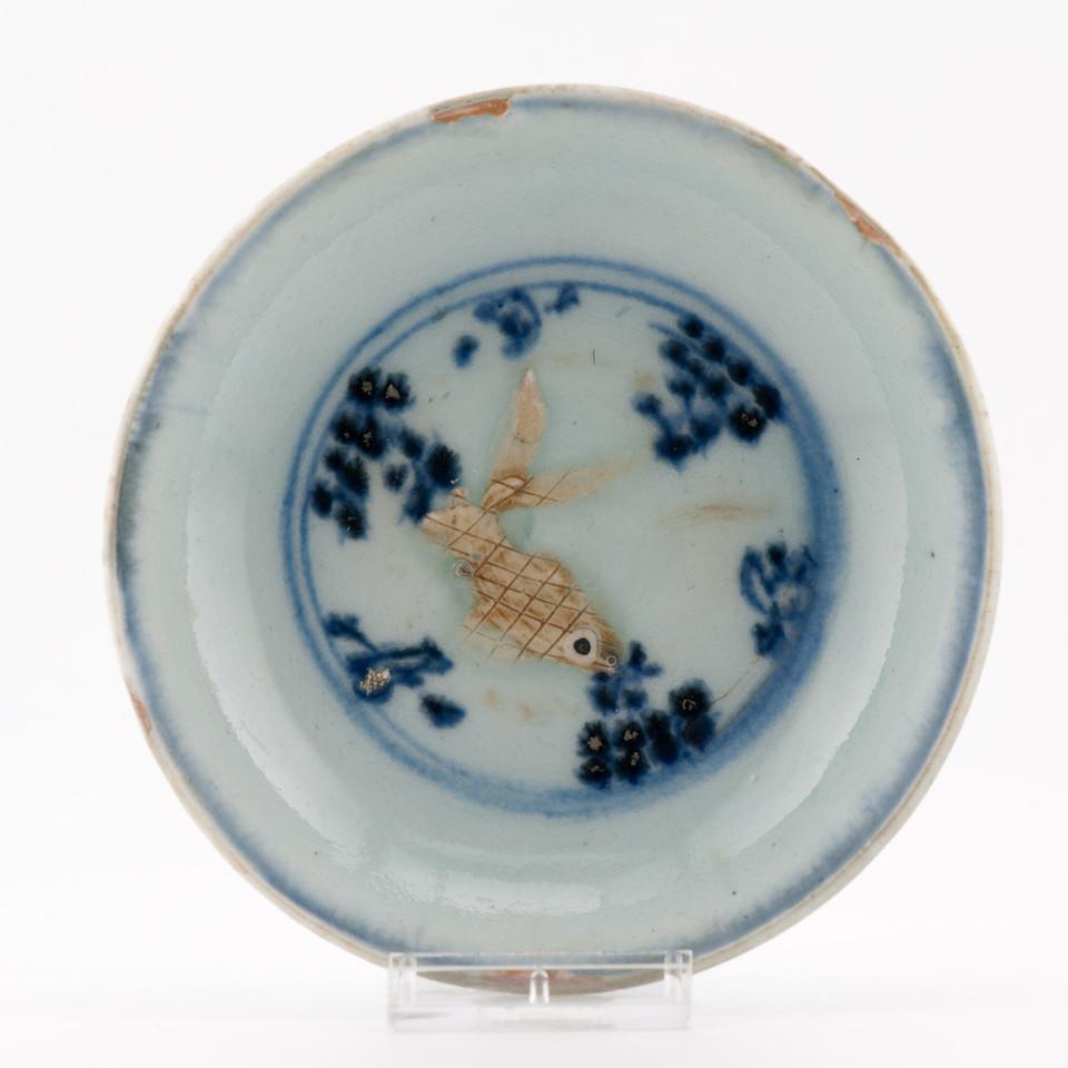 Ca 1500 Antichi piatti a forma di pesce rosso in rilievo Porcellana cinese Cina in vendita 9