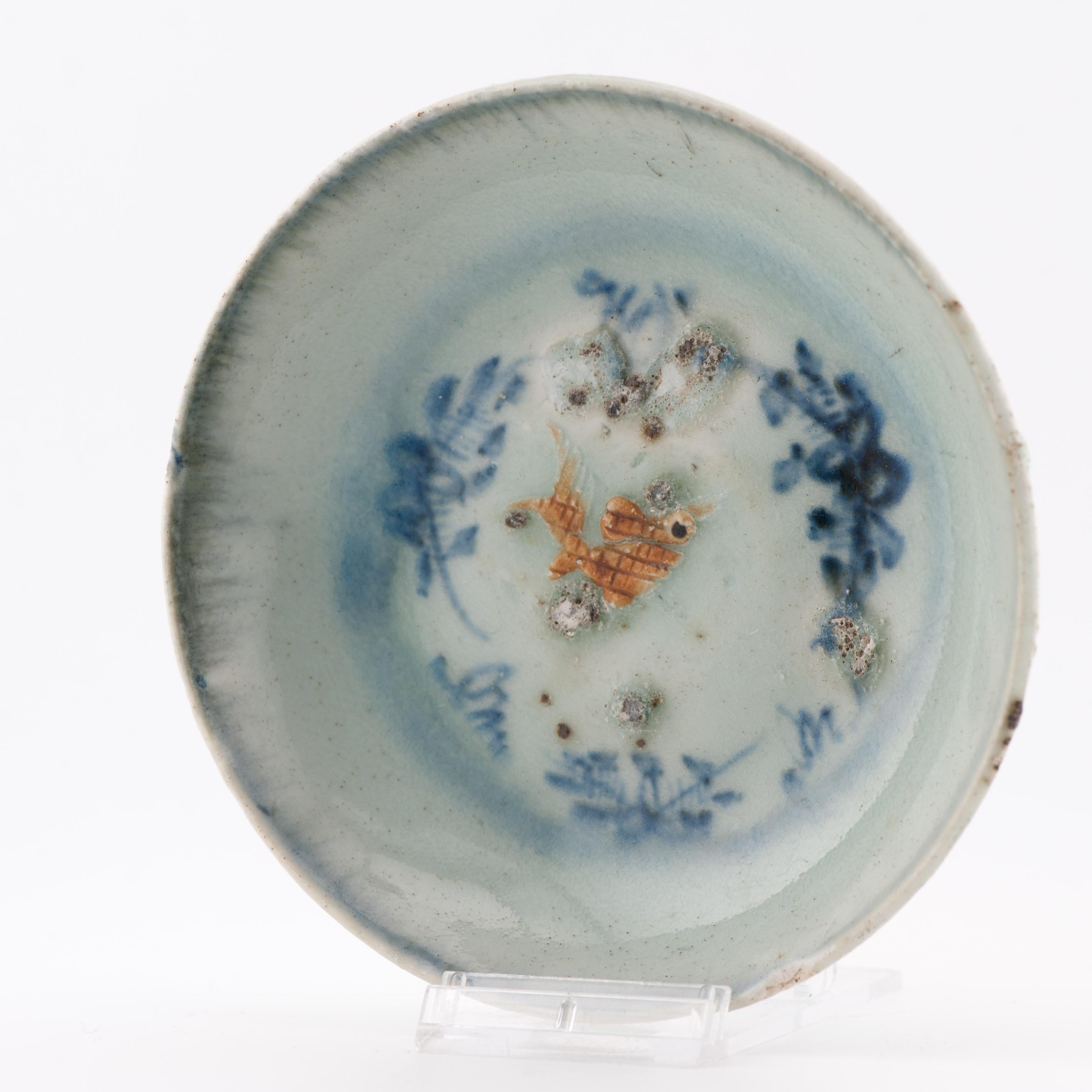 Ca 1500 Antique raised moulded Goldfish dishes Chinese Porcelain China For Sale 3