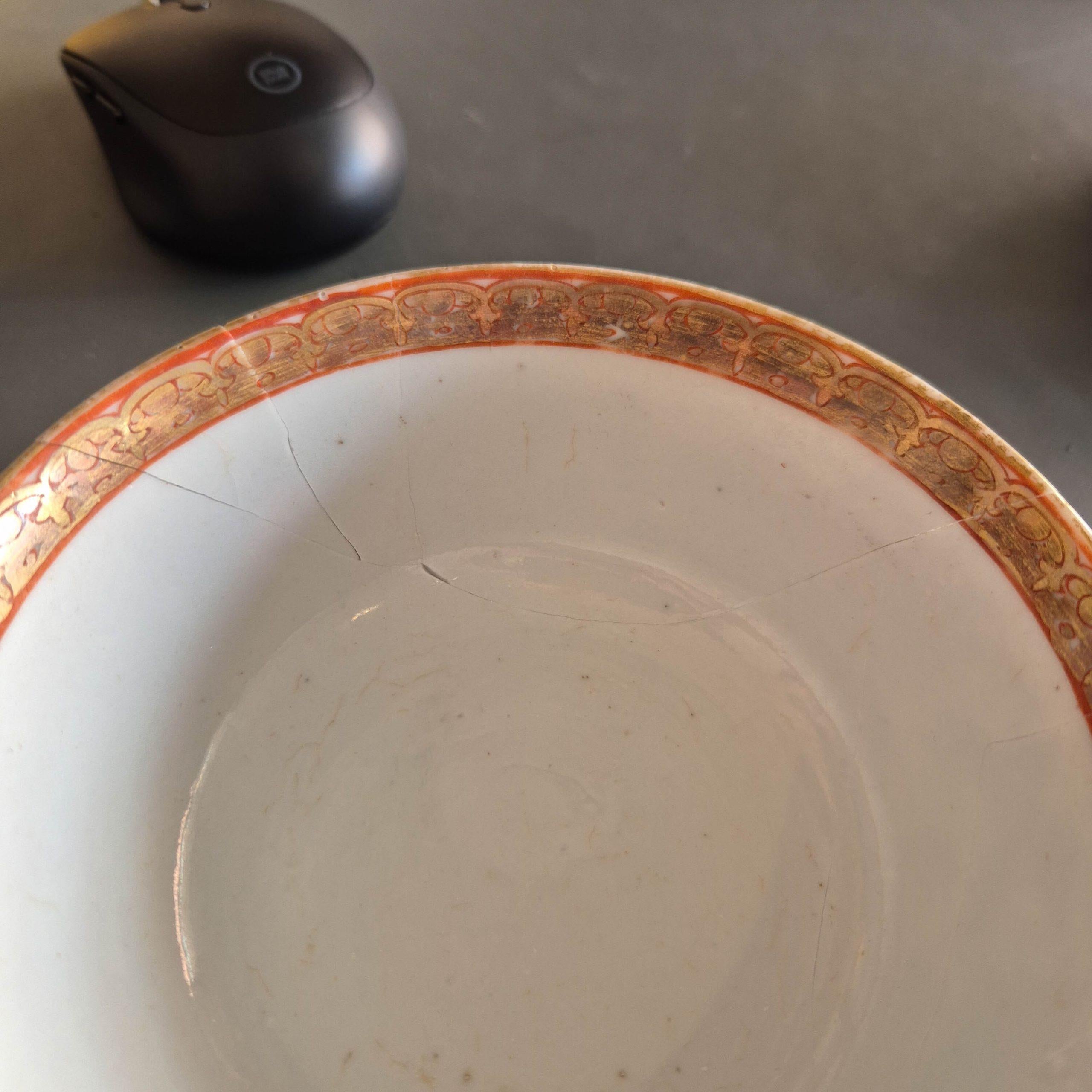 Ca 1700-1720 Gold Imari Arita Japanese Butterfly Flowers Edo Porcelain Gaiwan 7