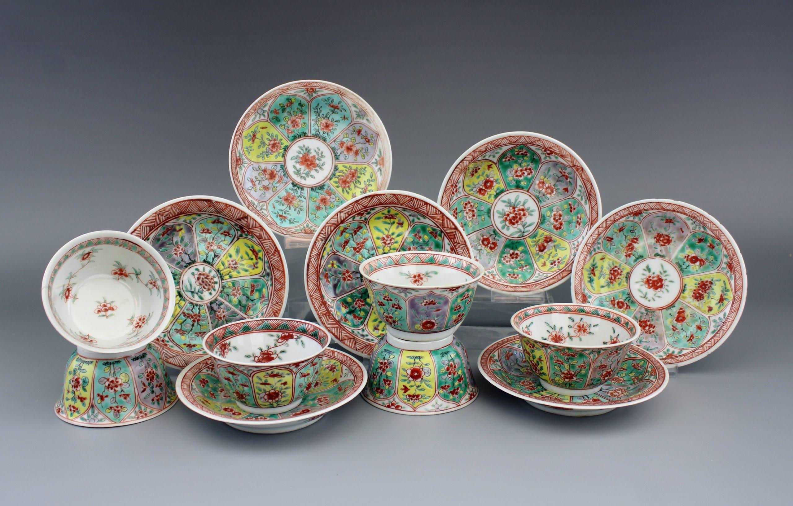 Ca 1700 Kangxi Antique Chinese Porcelain Famille Verte Tea Set Bird Lotus For Sale 11