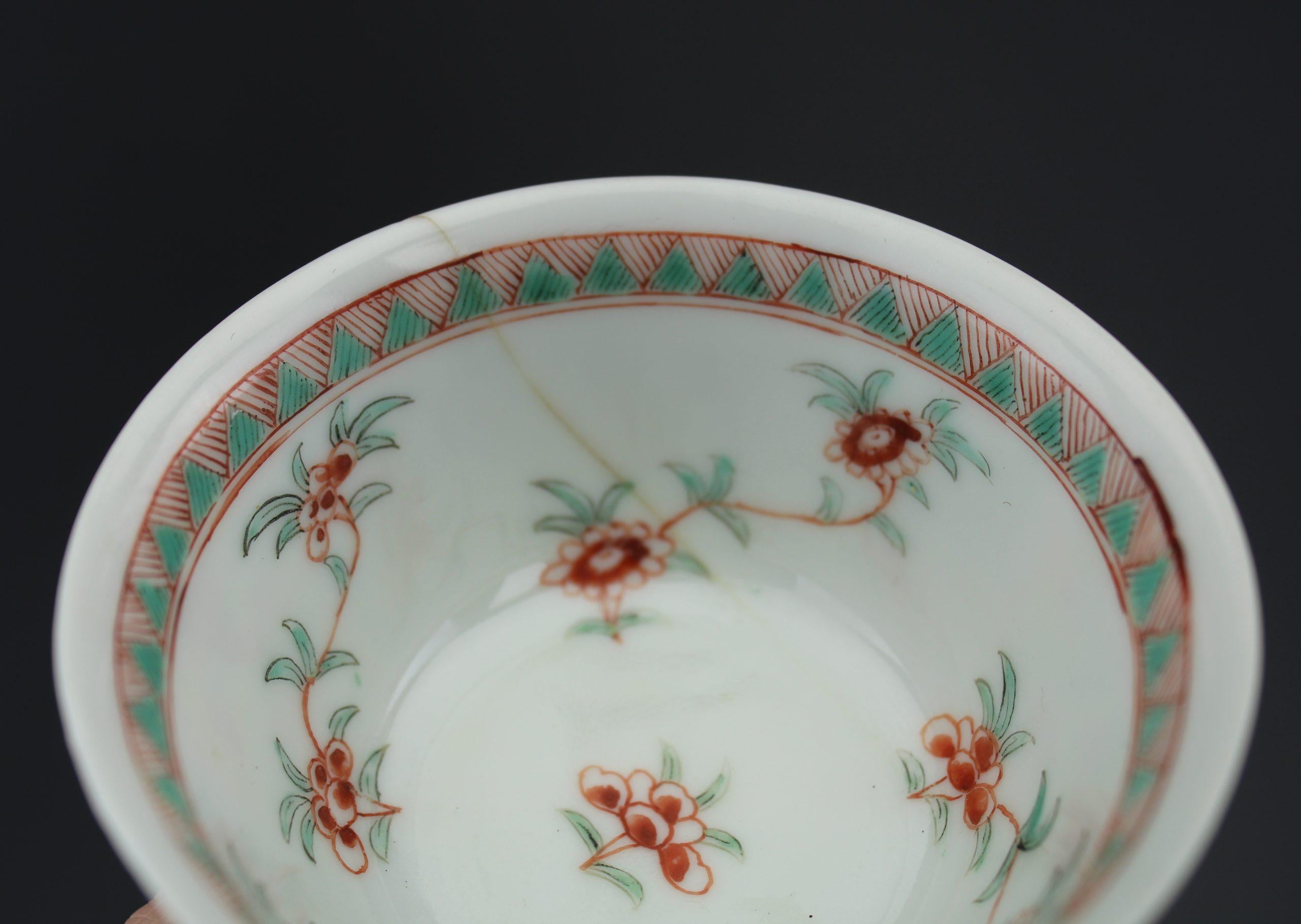 Ca 1700 Kangxi Antique Chinese Porcelain Famille Verte Tea Set Bird Lotus For Sale 12