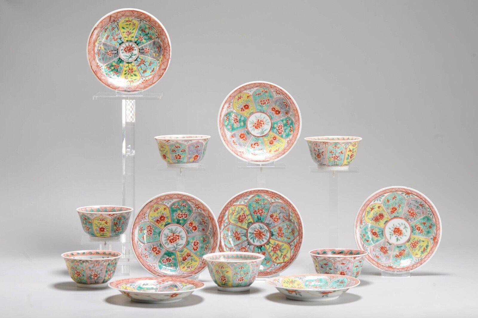 18th Century and Earlier Ca 1700 Kangxi Antique Chinese Porcelain Famille Verte Tea Set Bird Lotus For Sale