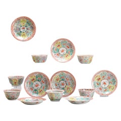 Service à thé Kangxi en porcelaine chinoise ancienne Famille Verte, oiseau lotus, datant d'environ 1700