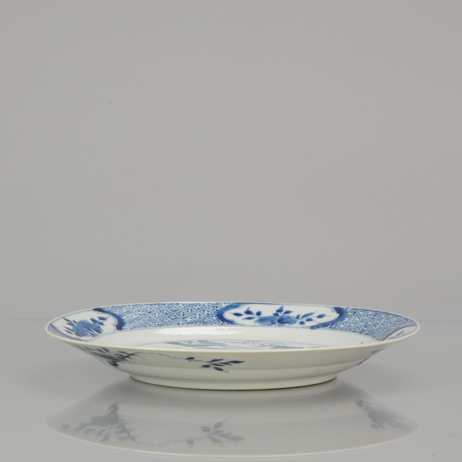 Kangxi Period Chinese Porcelain Plate Pagode Figure Chenghua Mark, circa 1700 2