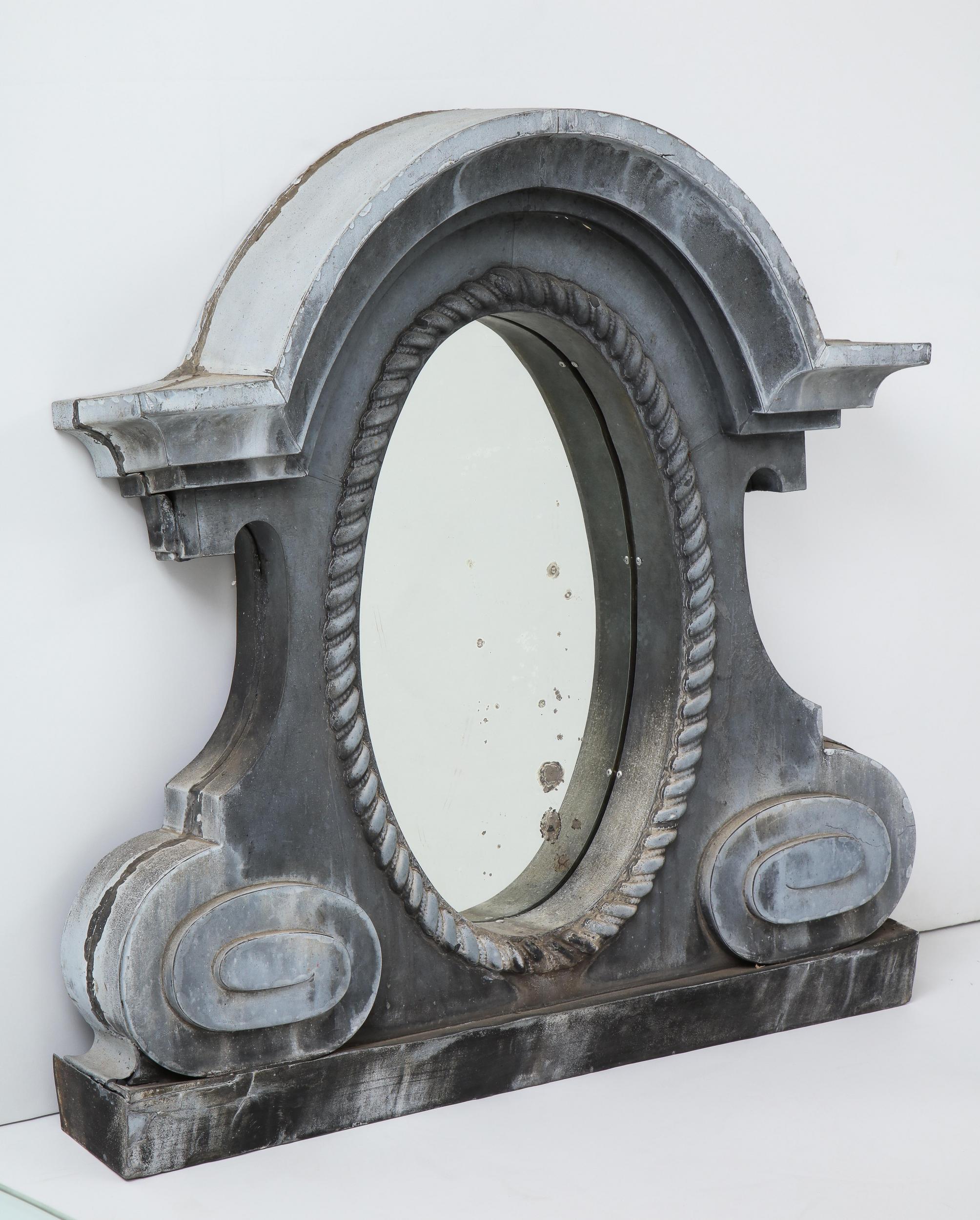 French Provincial Antique French Oeil de Boeuf Mirror