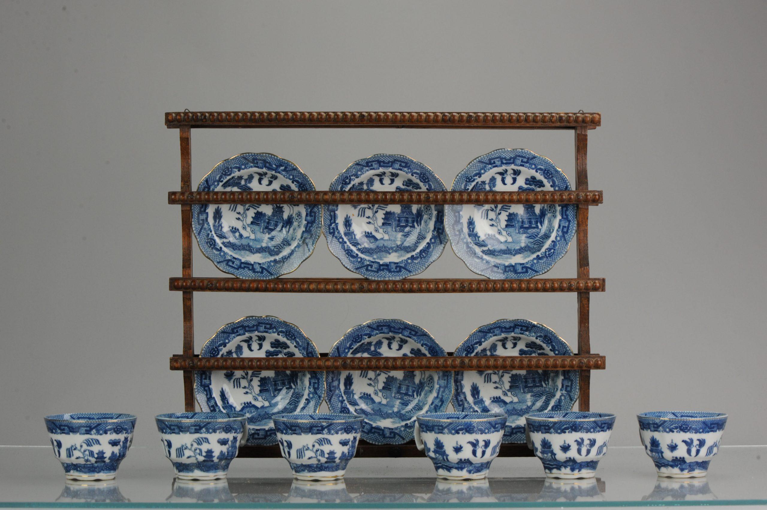 Antique European Mosa Tea Set Maastricht Landscape Pattern, circa 1900-1950 2