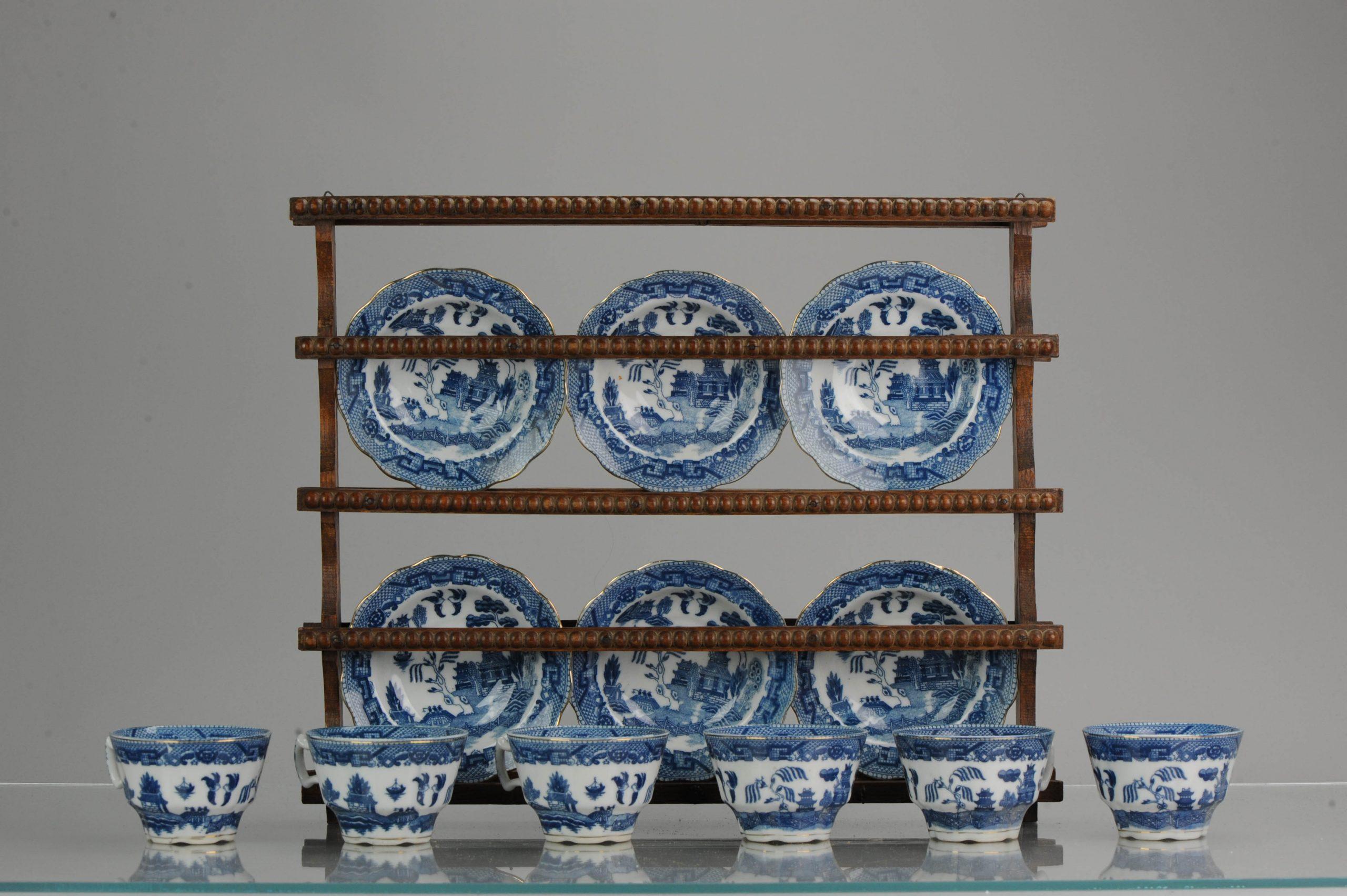 Antique European Mosa Tea Set Maastricht Landscape Pattern, circa 1900-1950 4