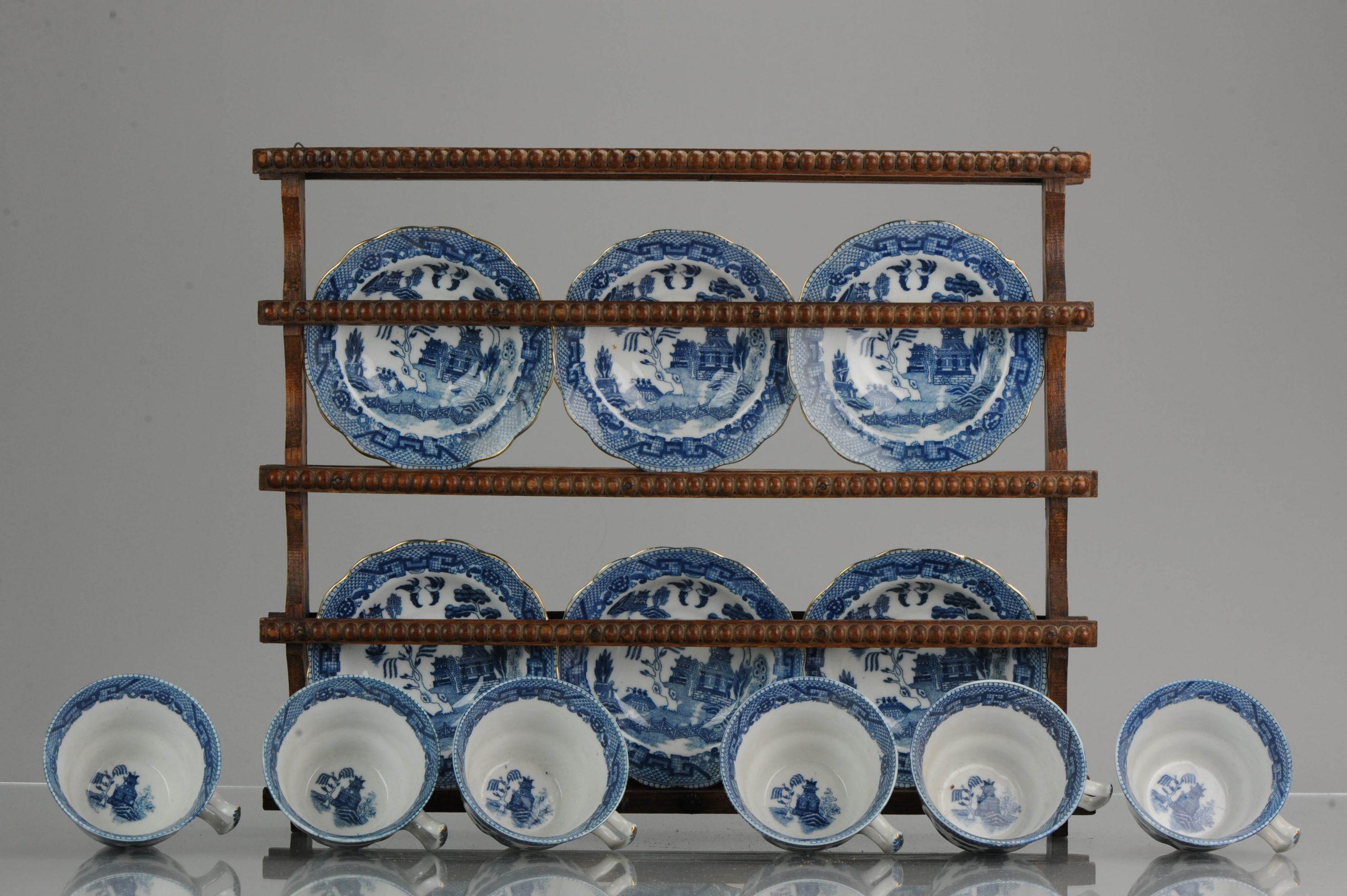 Antique European Mosa Tea Set Maastricht Landscape Pattern, circa 1900-1950 5