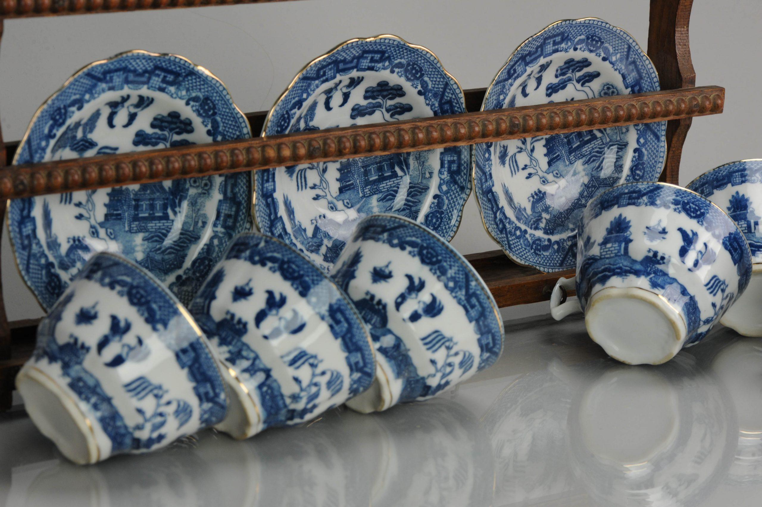 Antique European Mosa Tea Set Maastricht Landscape Pattern, circa 1900-1950 12