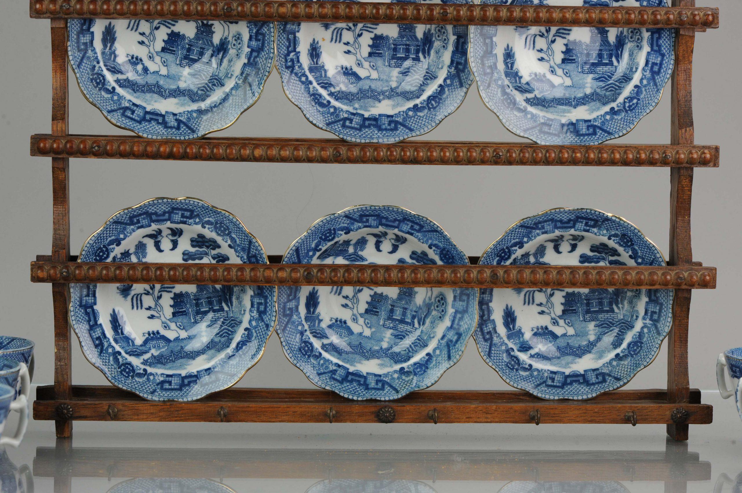 Dutch Antique European Mosa Tea Set Maastricht Landscape Pattern, circa 1900-1950
