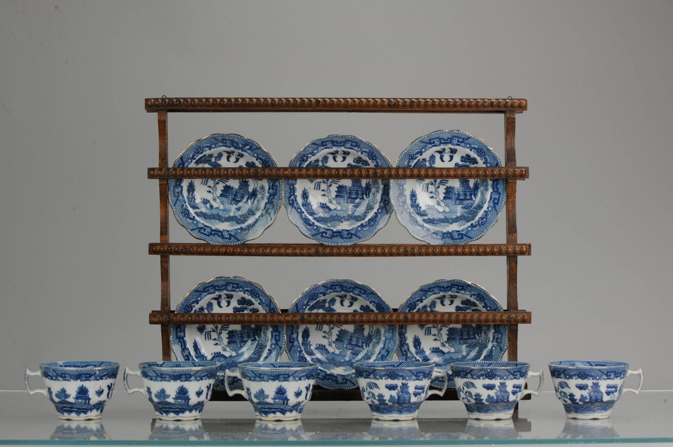 Antique European Mosa Tea Set Maastricht Landscape Pattern, circa 1900-1950 In Excellent Condition In Amsterdam, Noord Holland