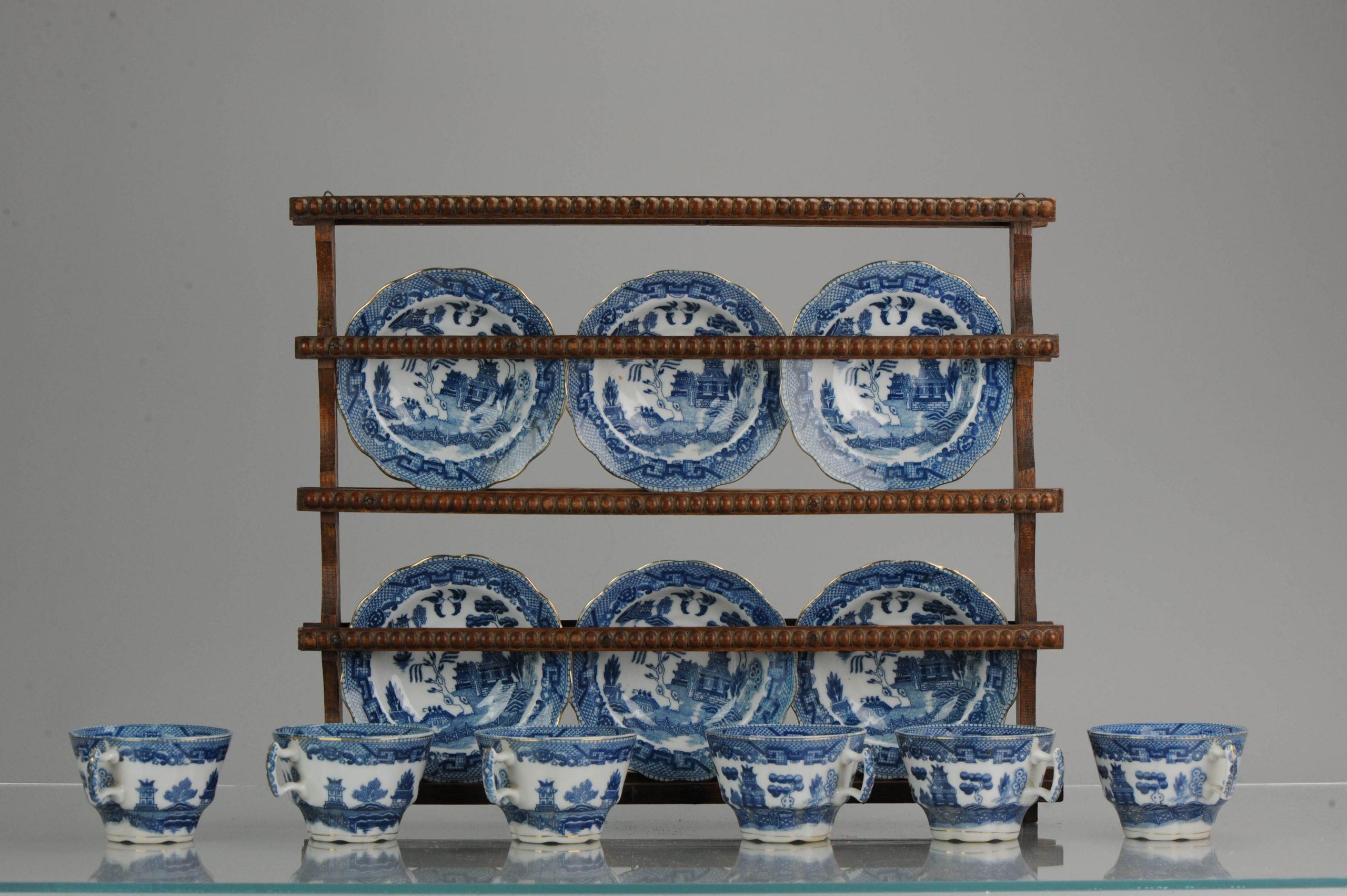 20th Century Antique European Mosa Tea Set Maastricht Landscape Pattern, circa 1900-1950