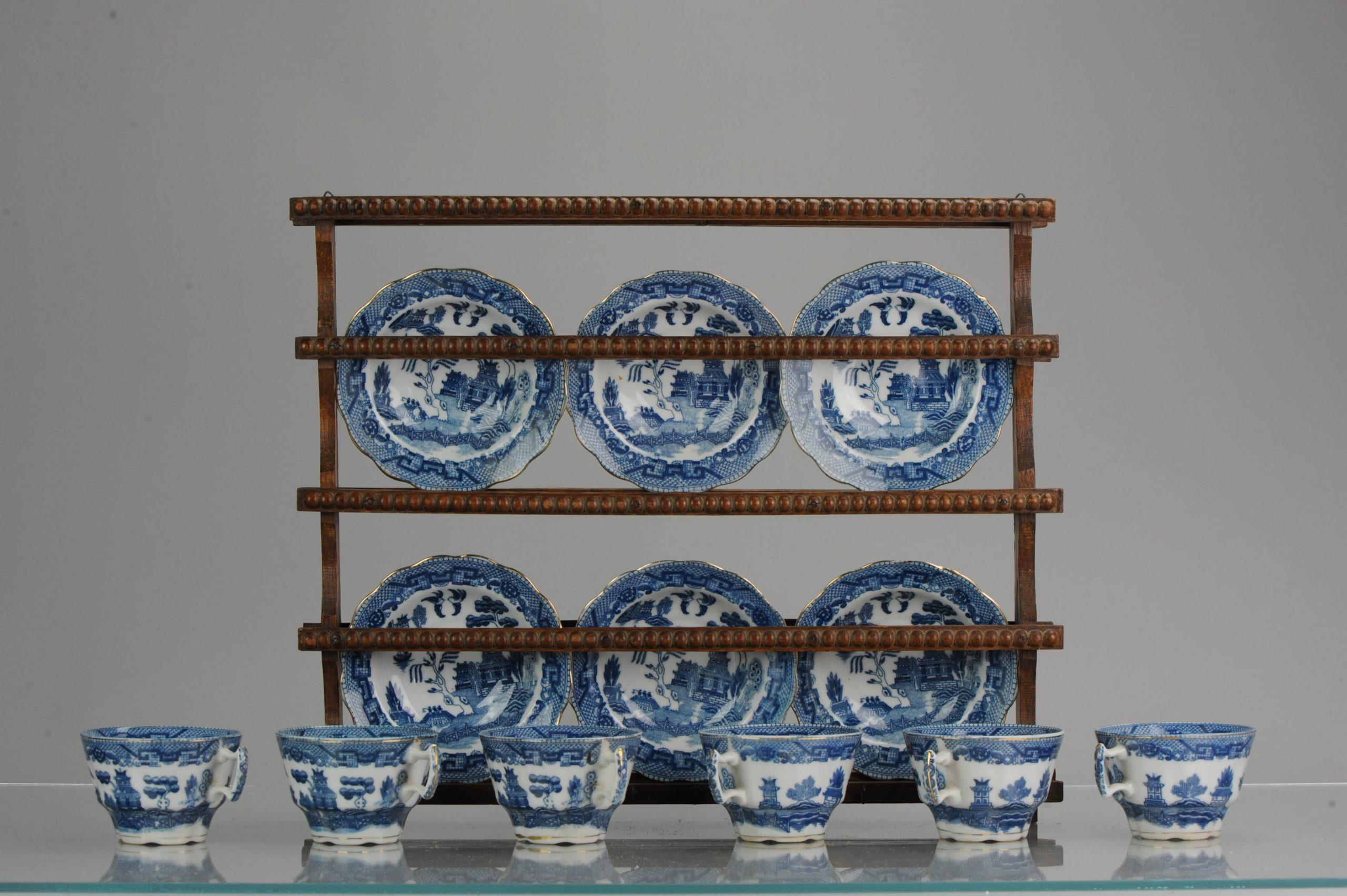 Antique European Mosa Tea Set Maastricht Landscape Pattern, circa 1900-1950 1
