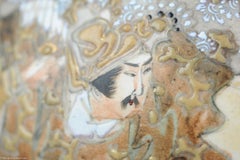 Japanese Meiji Hand Painted Satsuma Vase Pot Warriors Hunters Antique circa 1900