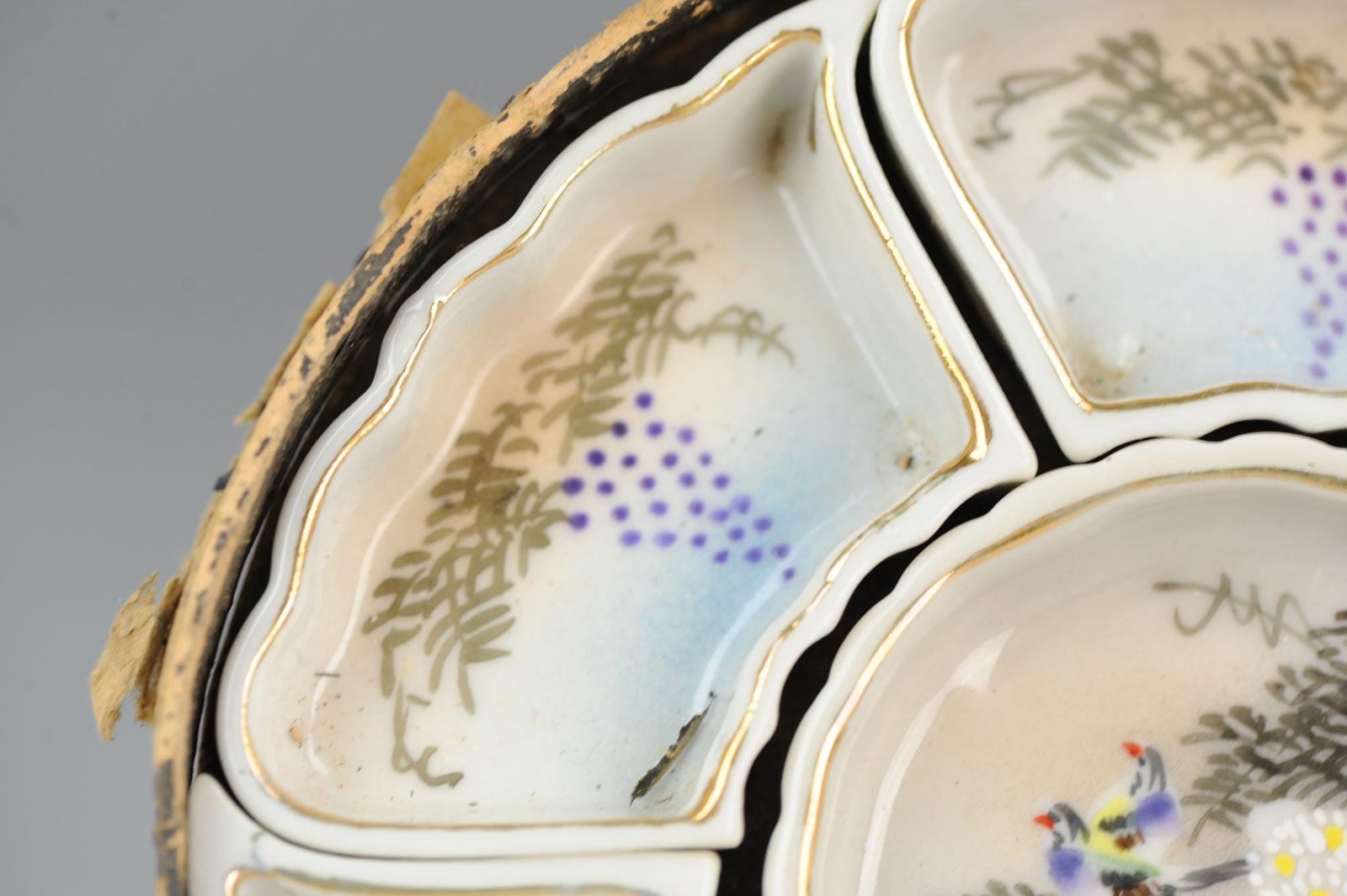19th Century Japanese Porcelain Sweet Meat Set and Box, circa 1900 For Sale