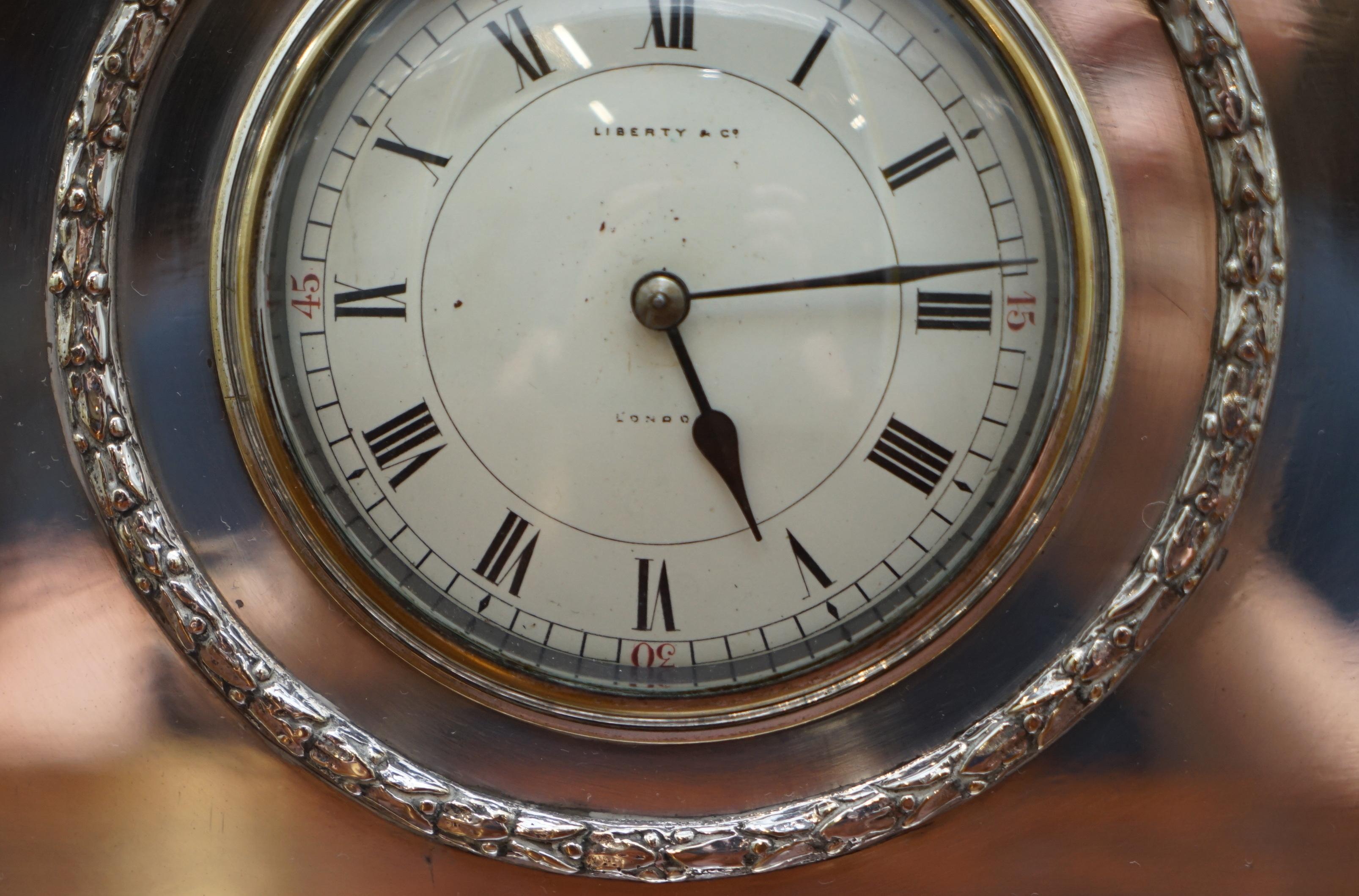 Hand-Crafted  1900 Liberty & Co. London Sterling Silver Plated Archibald Knox Mantle Clock For Sale