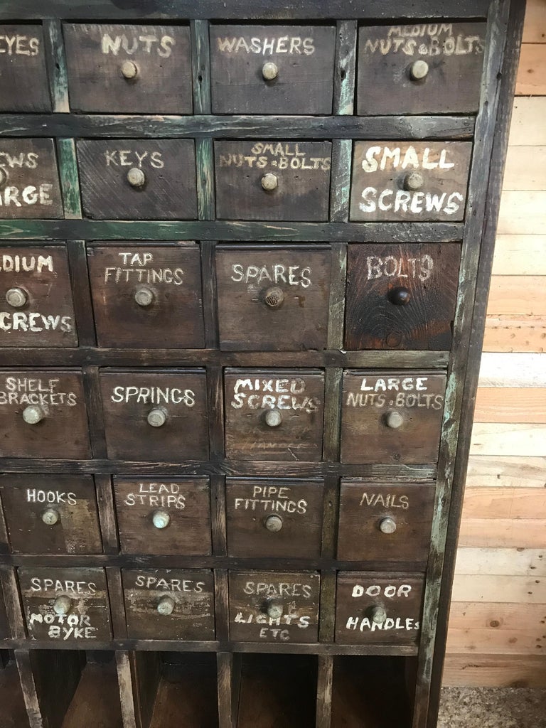 Ca 1900 Vintage Industrial Workshop Pigeon Hole Cabinet With 30 Drawers For Sale At 1stdibs