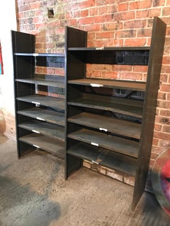 Ca. 1930 Large Industrial Metal Shelving Unit with 12 Adjustable Shelves