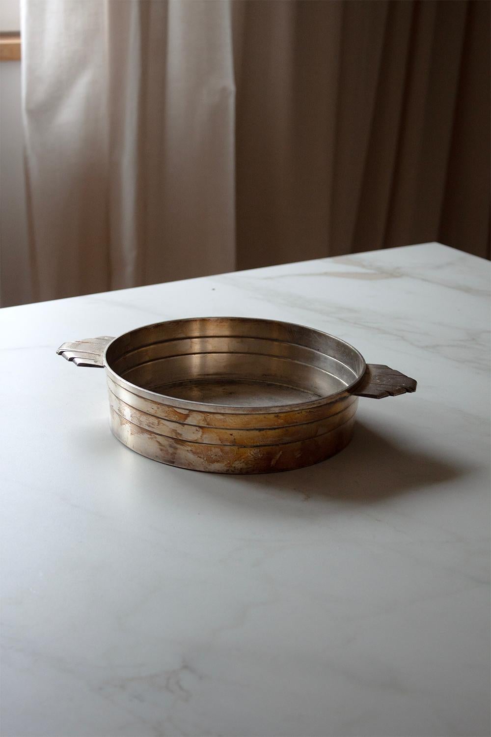 Metal Silver Plated Art Deco Vessel Small Bowl, circa 1930 For Sale