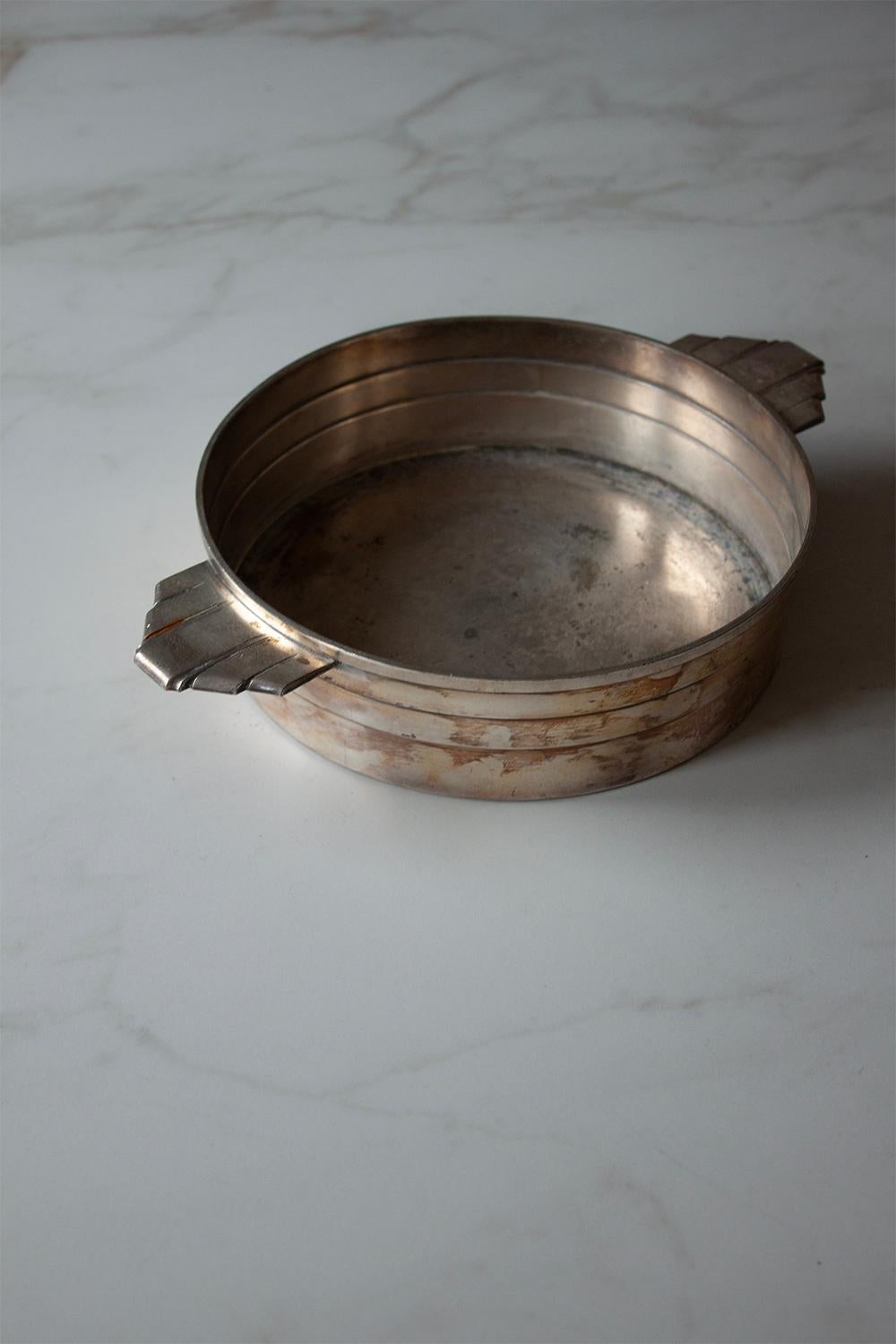 Silver Plated Art Deco Vessel Small Bowl, circa 1930 For Sale 1