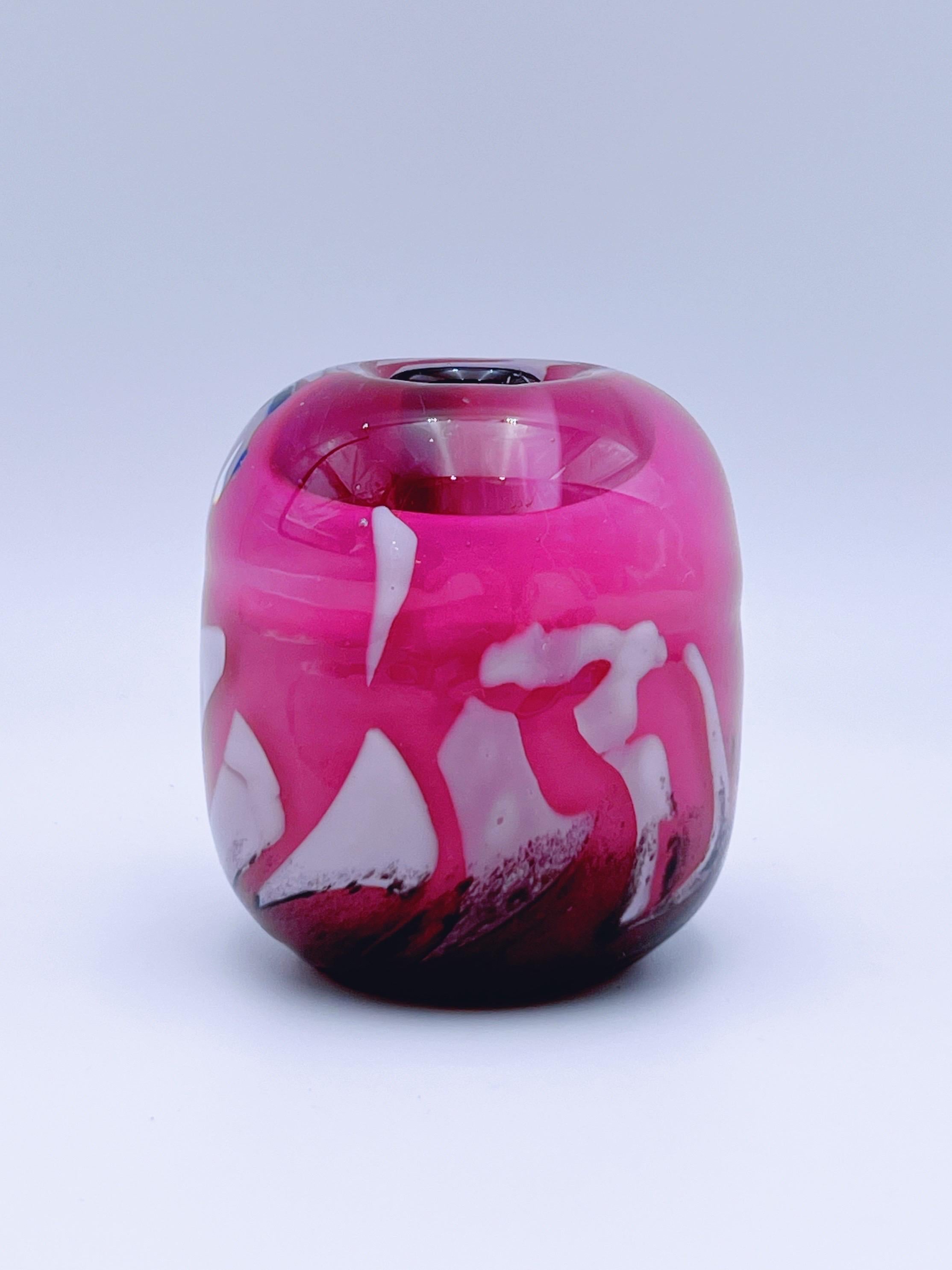 Stunning Nordic design / Scandinavian Mid-century Modern design Art Glass candlestick / candleholder from ca. 1970s by Torbjørn Torgersen (1928-1995) for Randsfjord glass, Norway. 