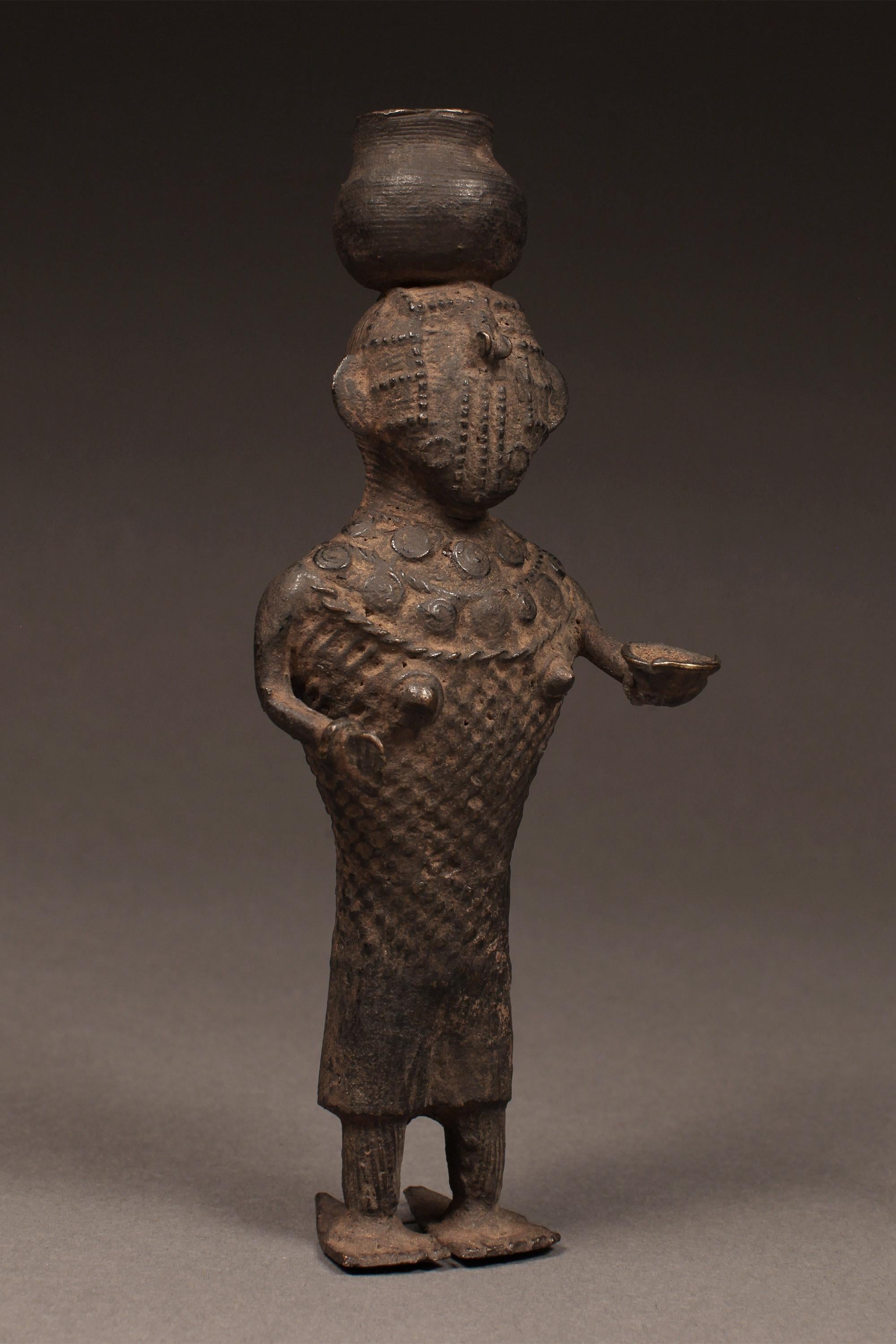 Indian Ca. 19th Century Tribal Cast Bronze Standing Female Figure, Kondh People, India